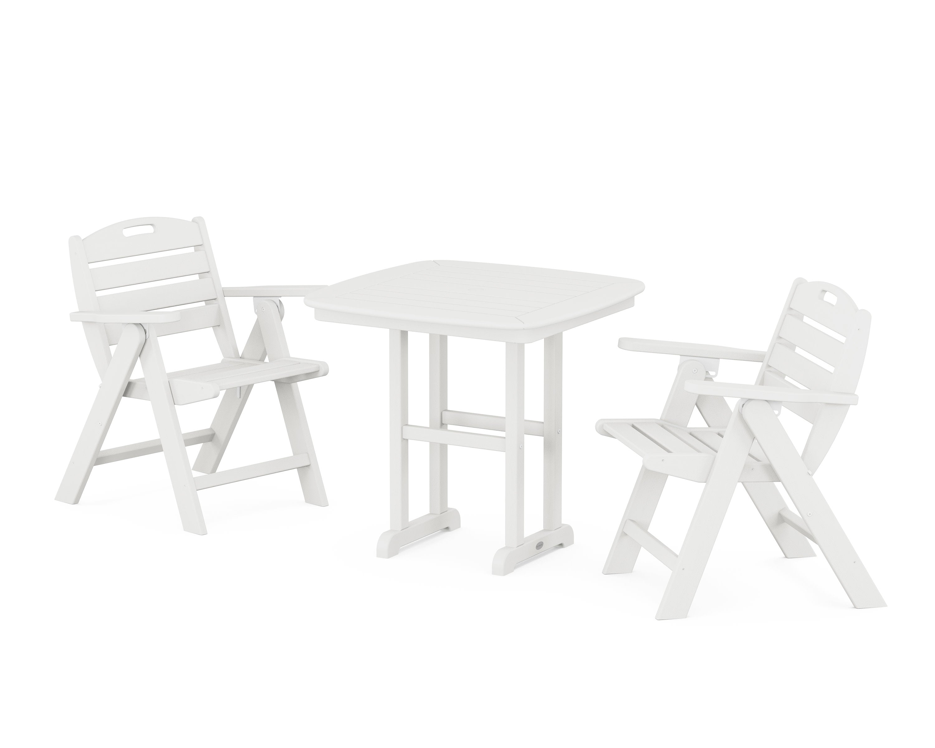 Nautical Folding Lowback Chair 3-Piece Dining Set in Vintage White