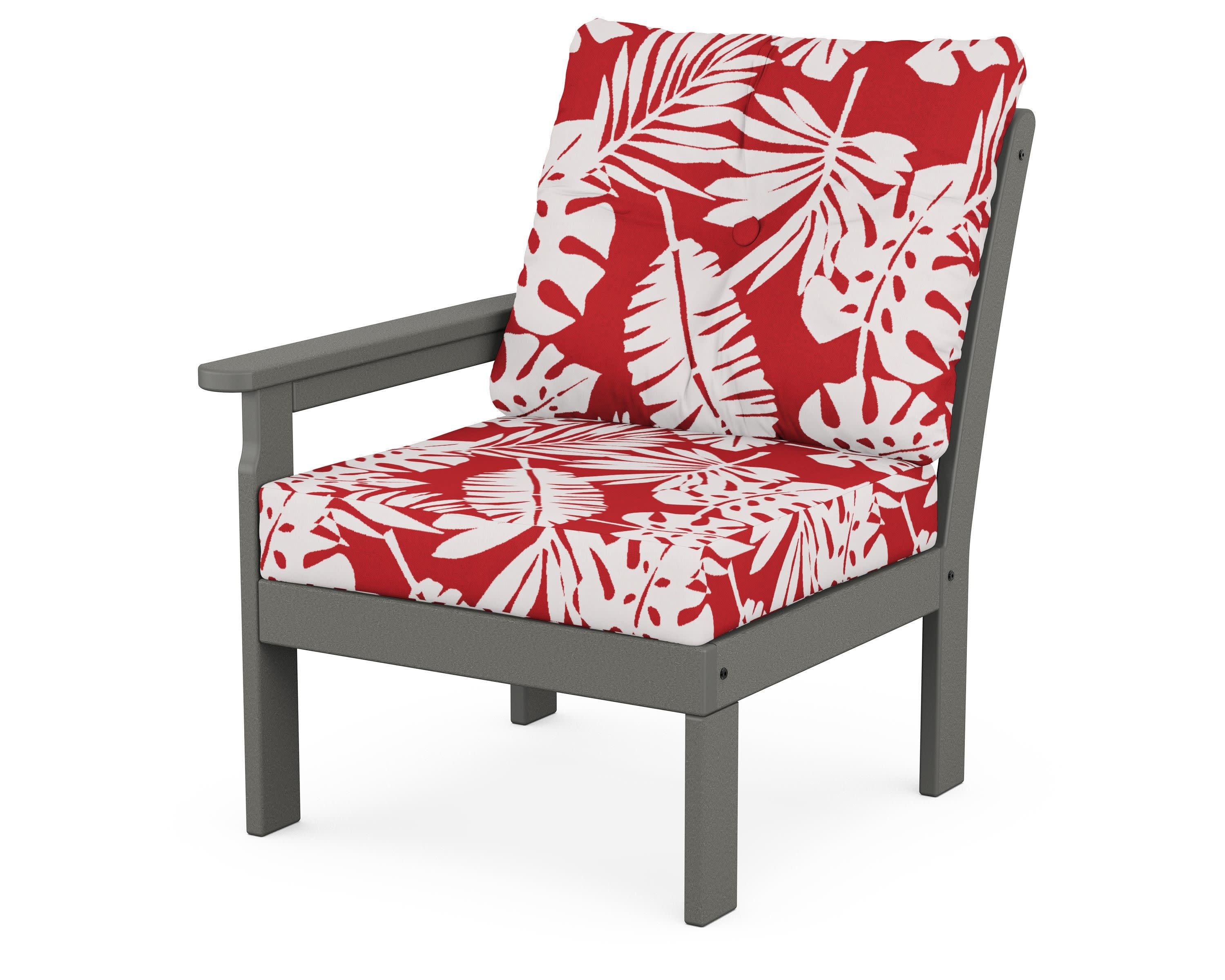 Vineyard Modular Left Arm Chair in Slate Grey / Leaf Crimson
