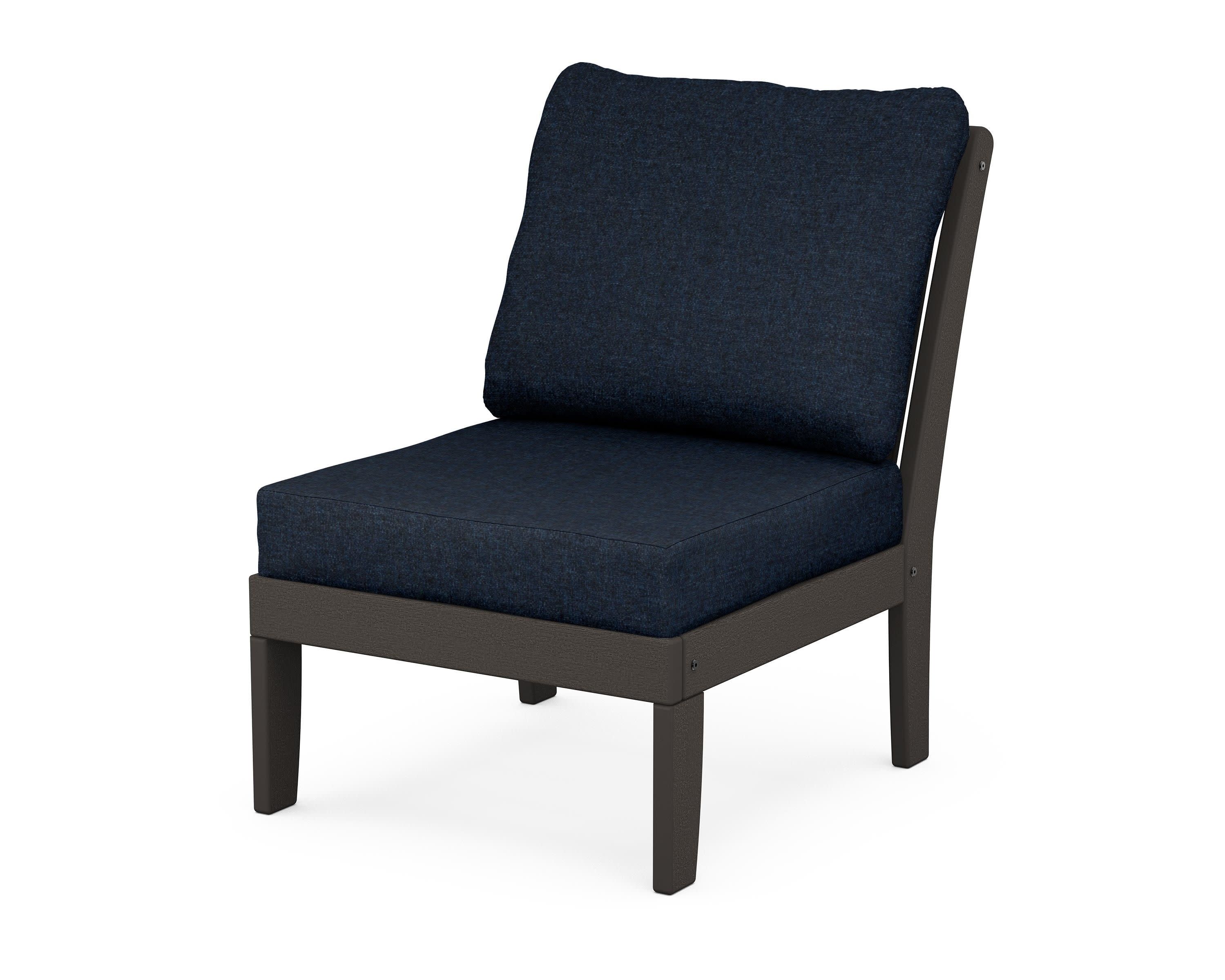 Braxton Modular Armless Chair in Vintage Coffee / Marine Indigo