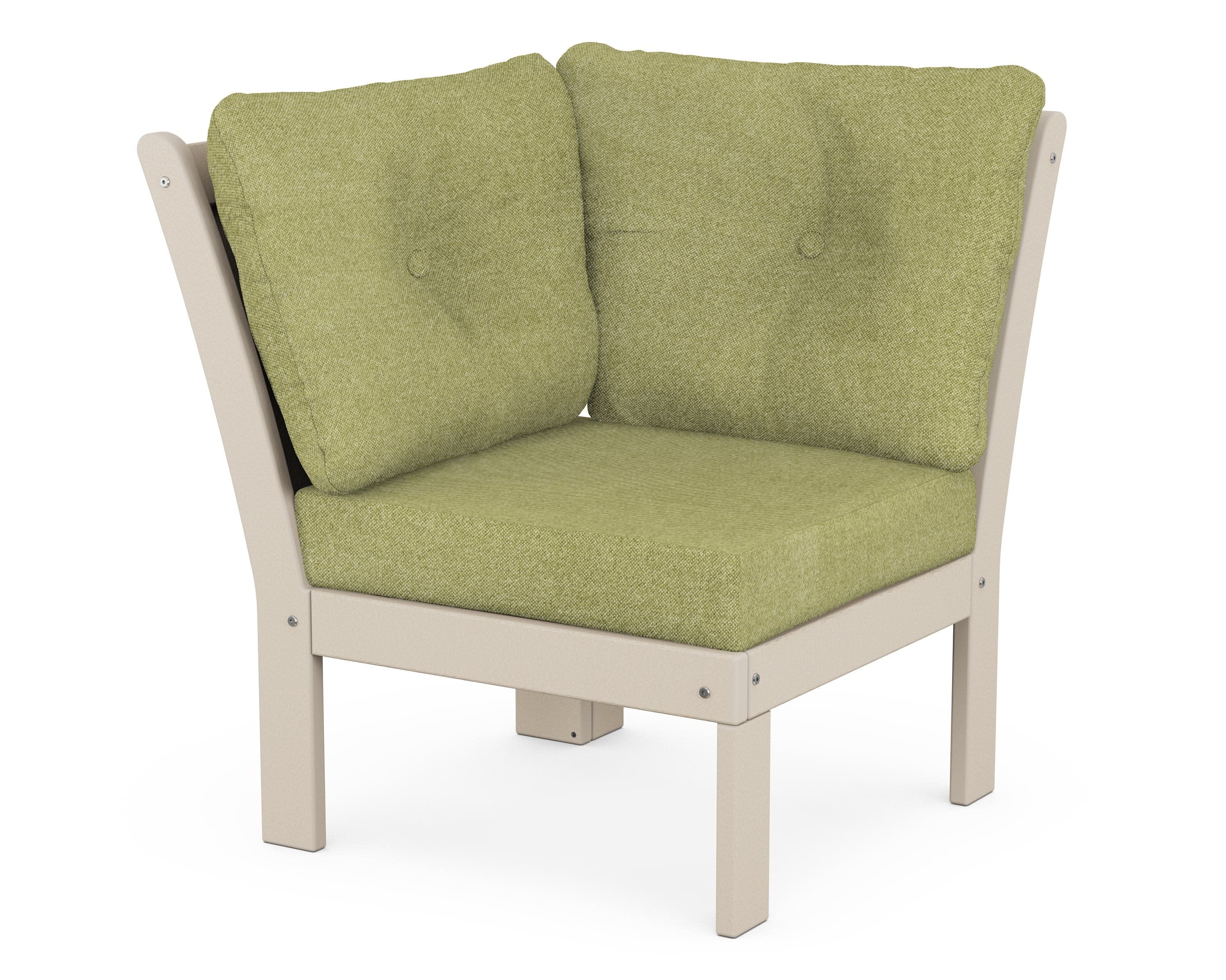 Vineyard Modular Corner Chair in Sand / Chartreuse Boucle