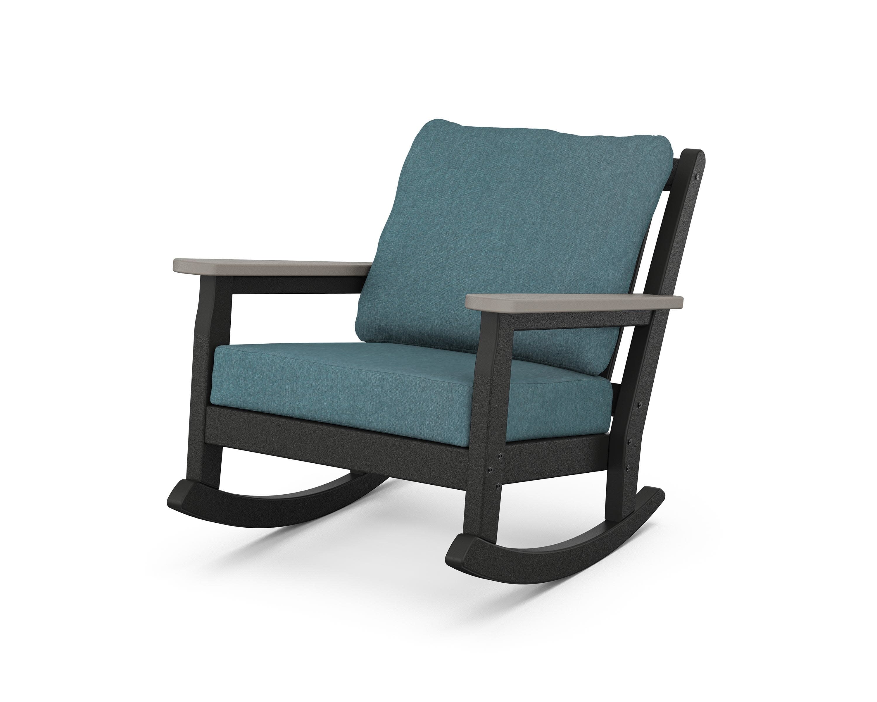 Chippendale Deep Seating Rocking Chair in Black / Driftwood / Ocean Teal