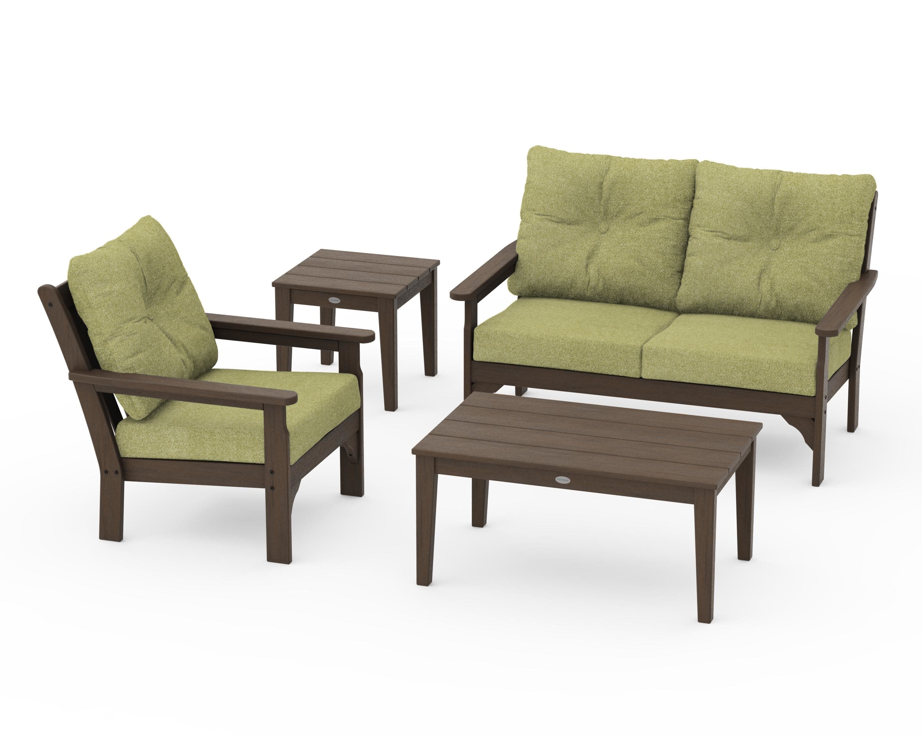 Vineyard 4-Piece Deep Seating Set in Kona / Chartreuse Boucle