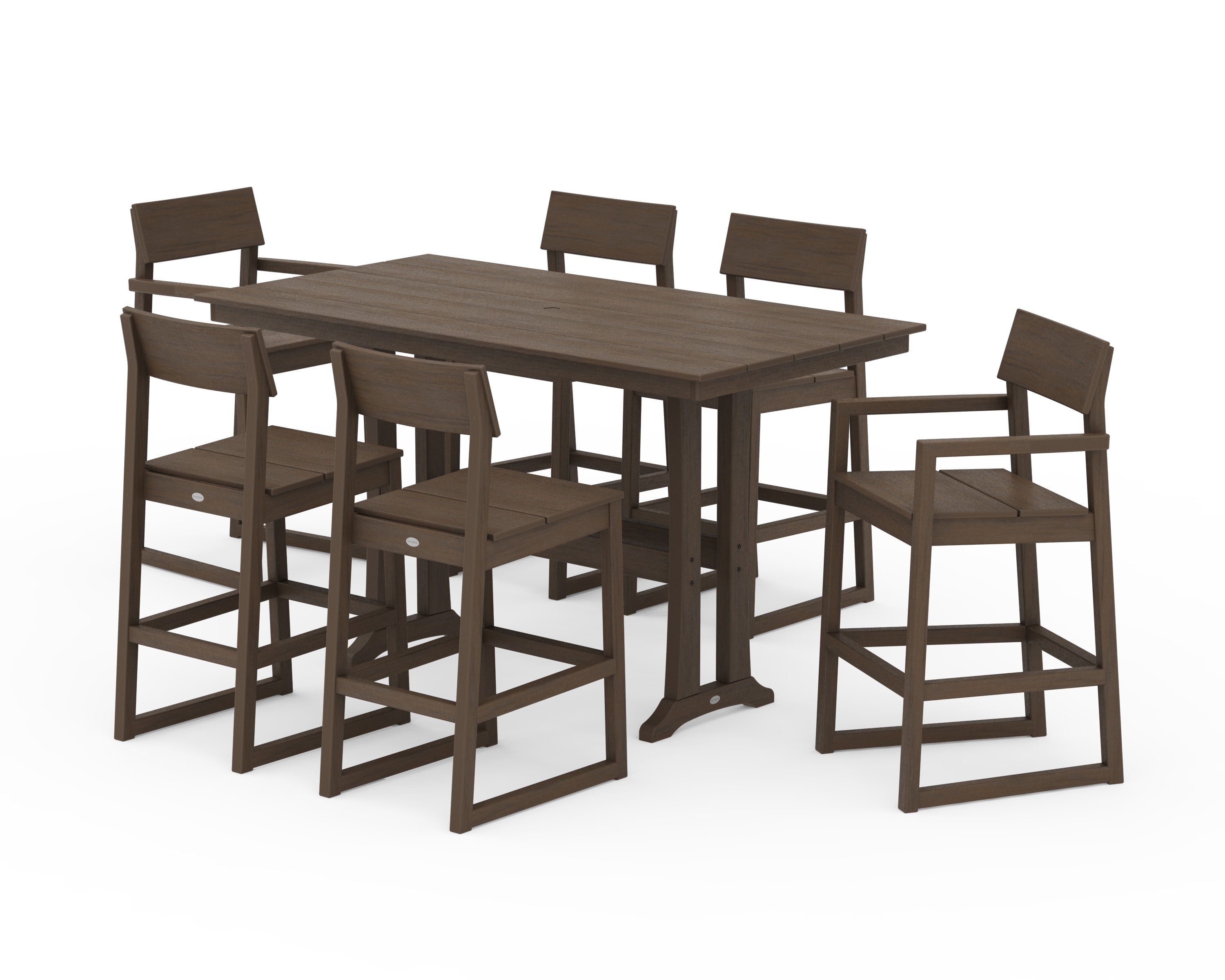 EDGE 7-Piece Farmhouse Bar Set with Trestle Legs in Kona