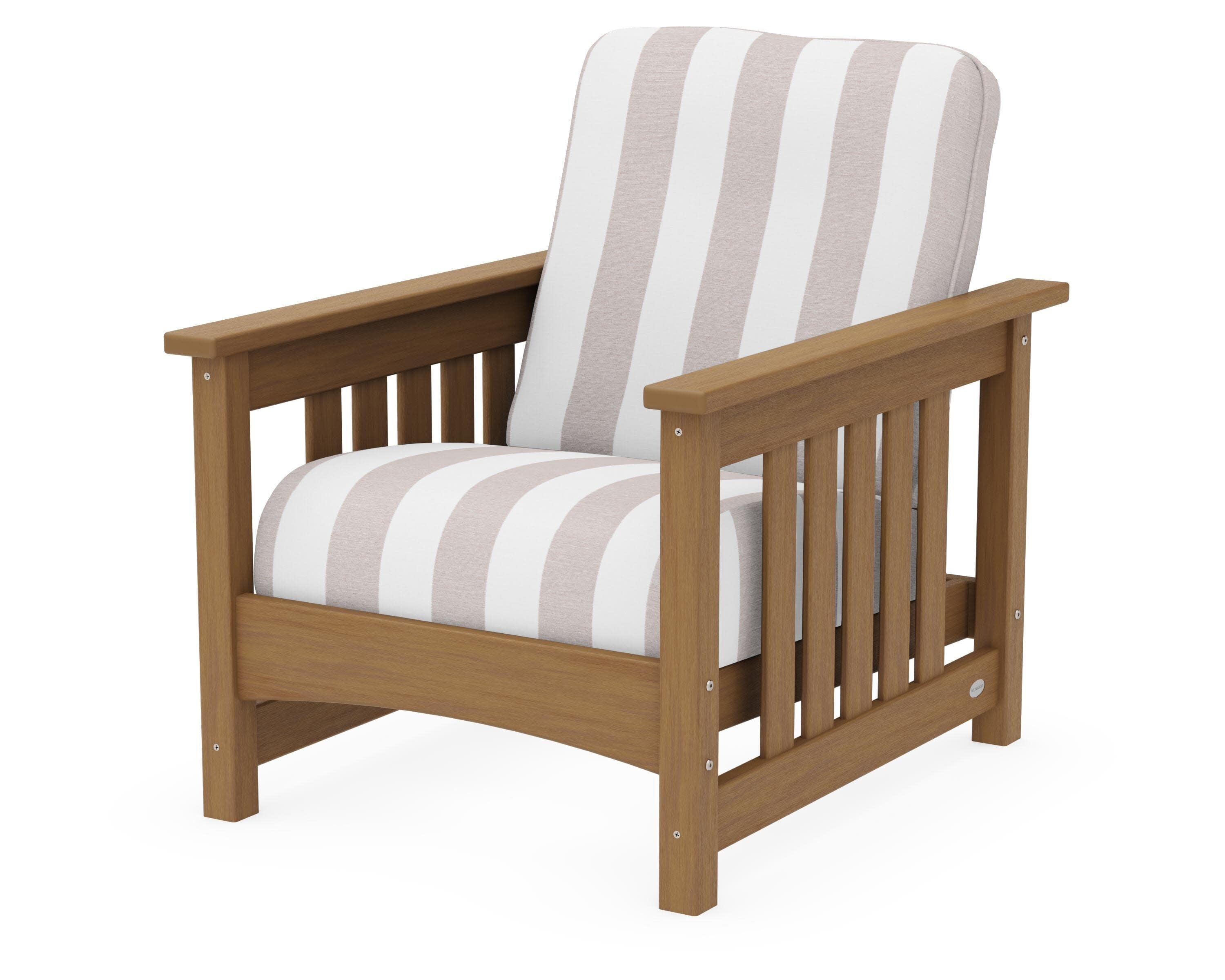 Club Mission Chair in Natural / Cabana Stripe Dune Burlap