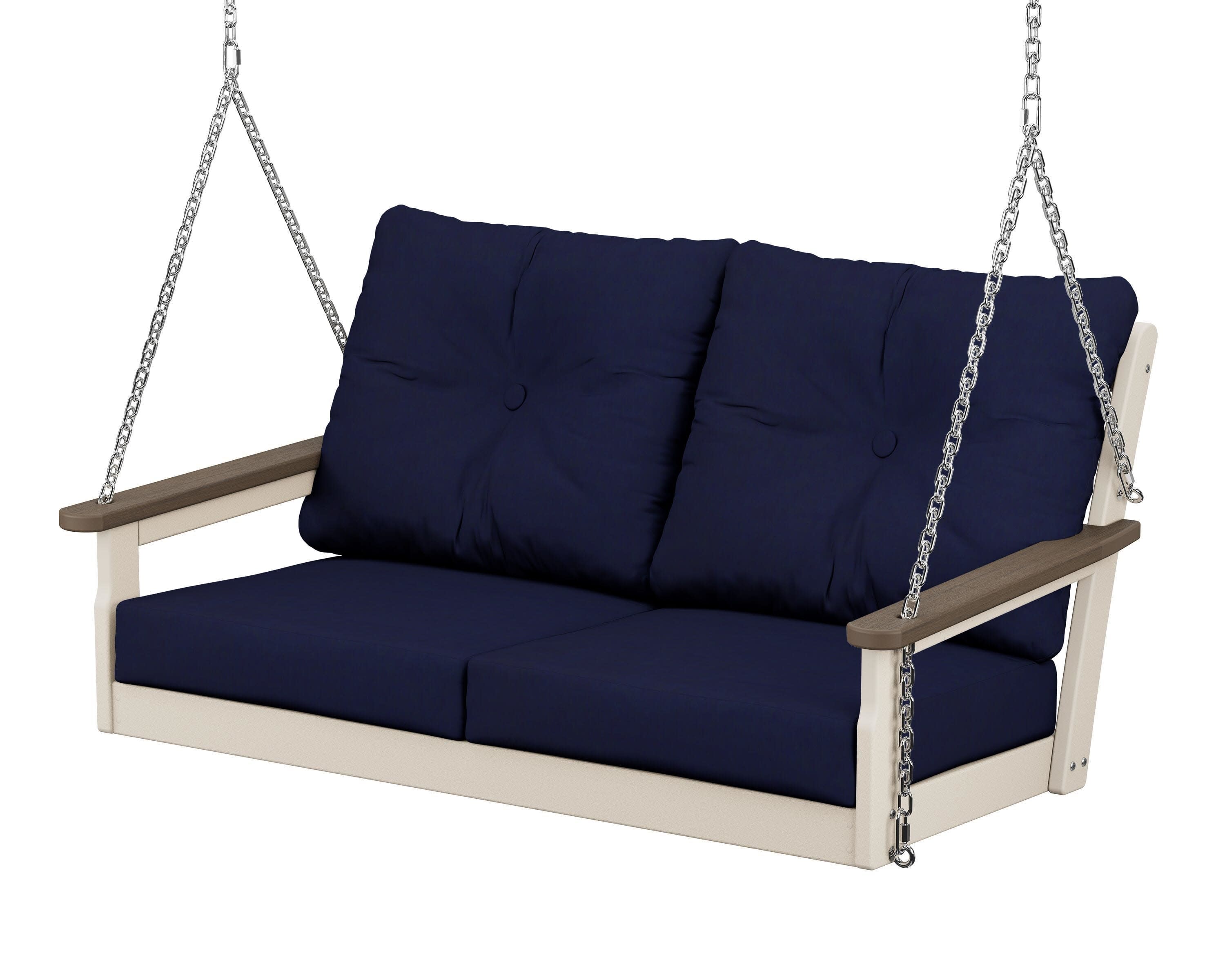 Vineyard Deep Seating Swing in Sand / Kona / Navy