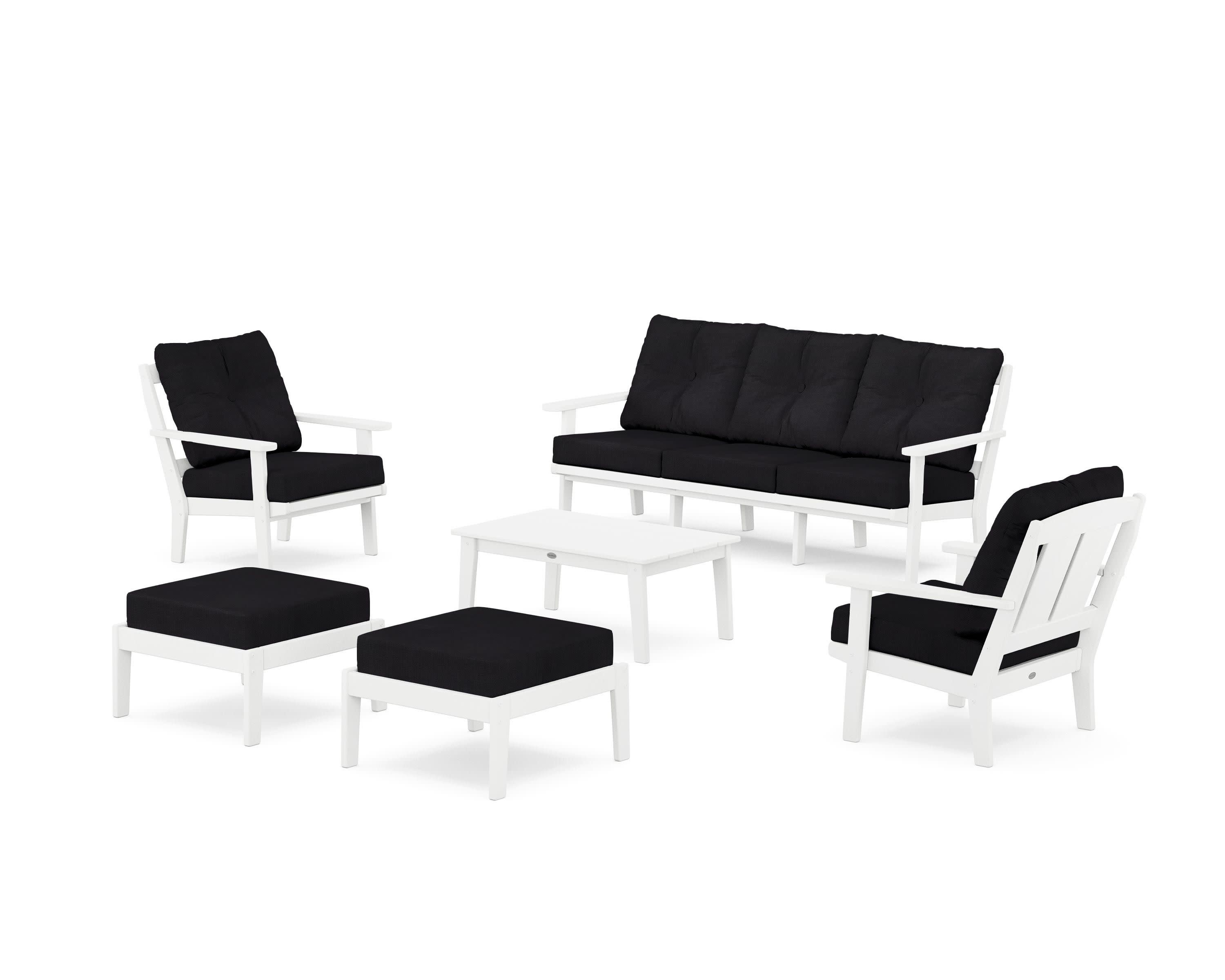 Mission 6-Piece Lounge Sofa Set in White / Midnight Linen