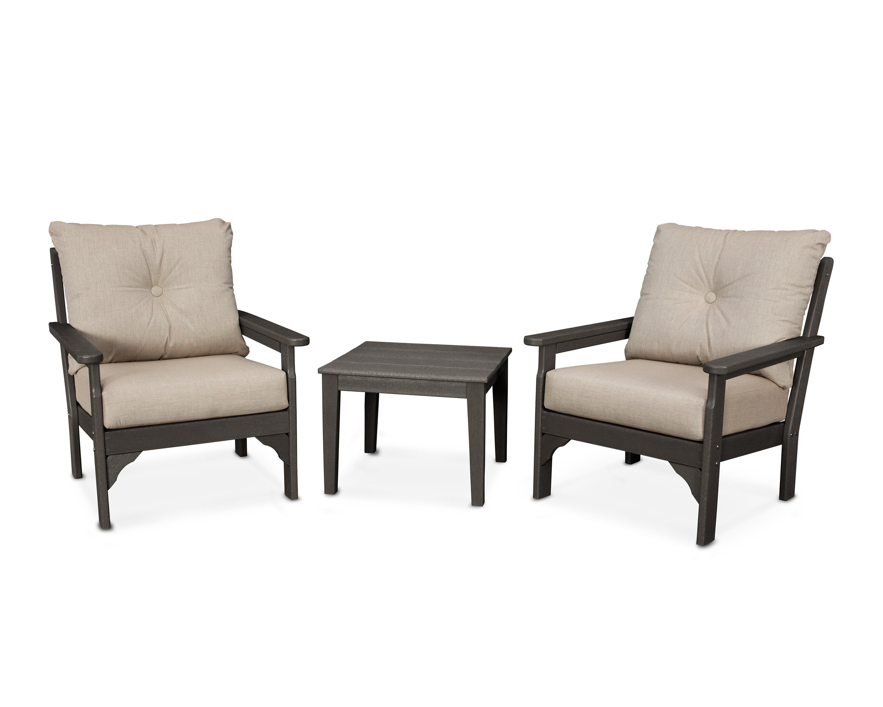 Vineyard 3-Piece Deep Seating Set in Vintage Coffee / Cast Ash
