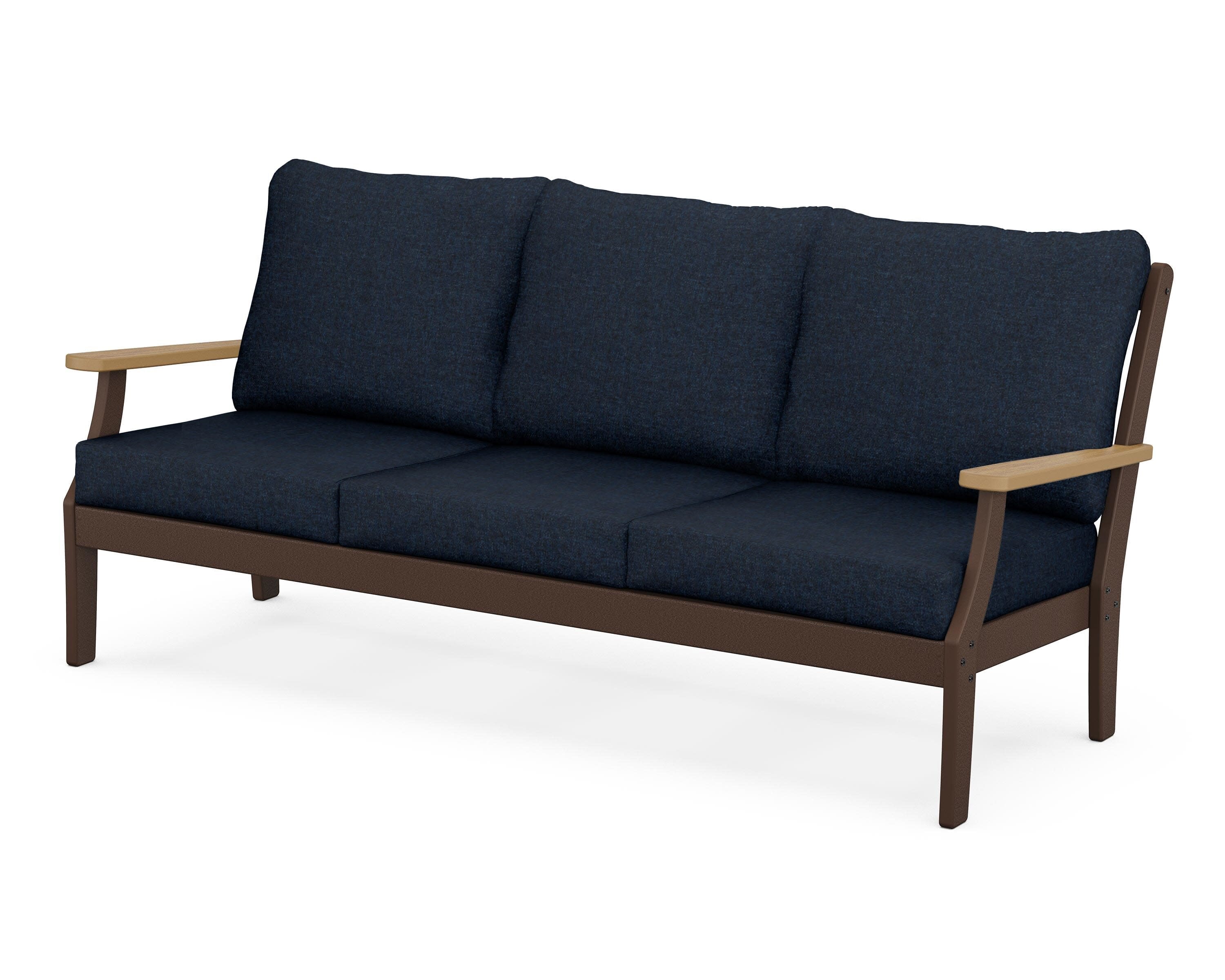 Braxton Deep Seating Sofa in Mahogany / Natural / Marine Indigo