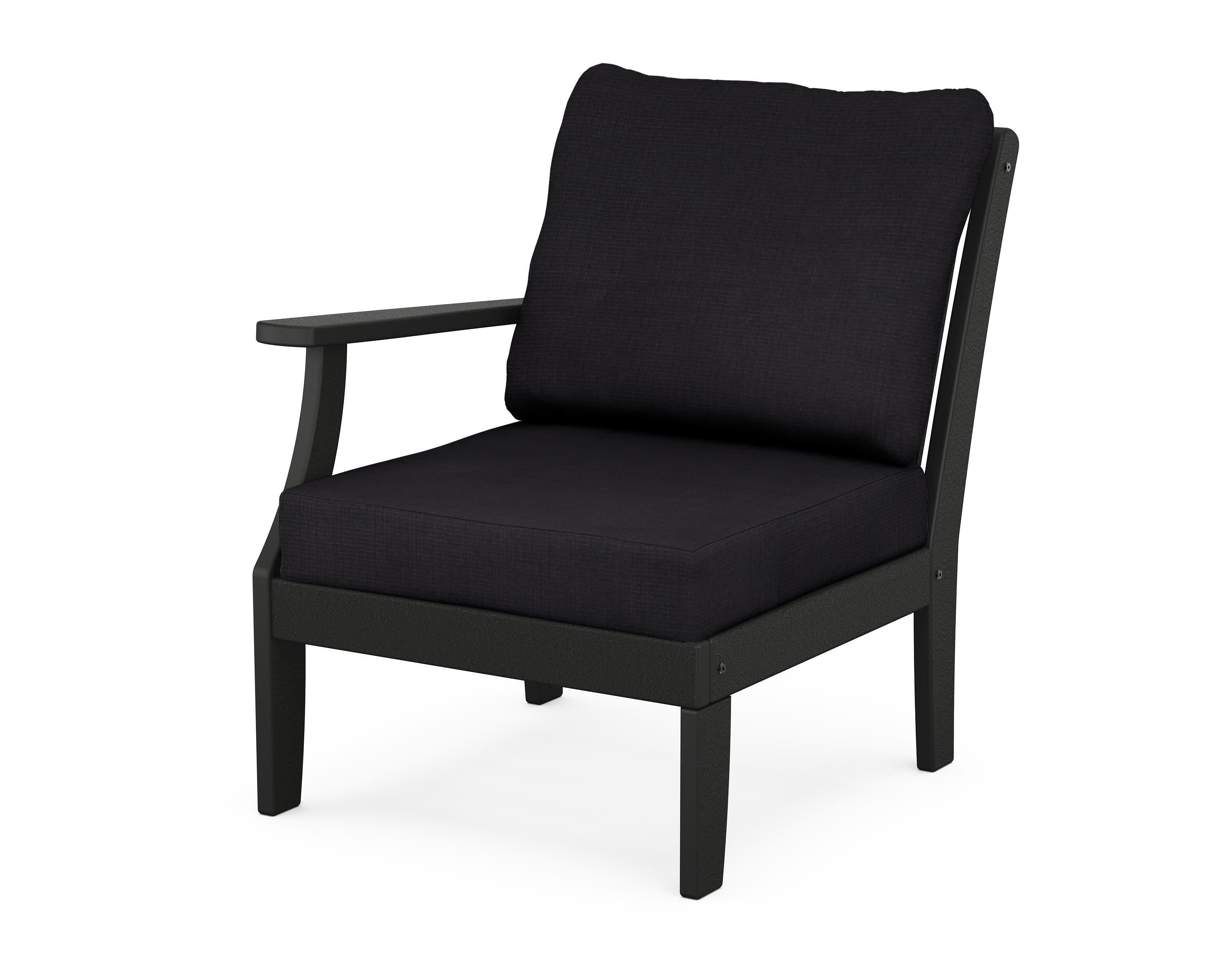 Braxton Modular Left Arm Chair in Black / Midnight Linen