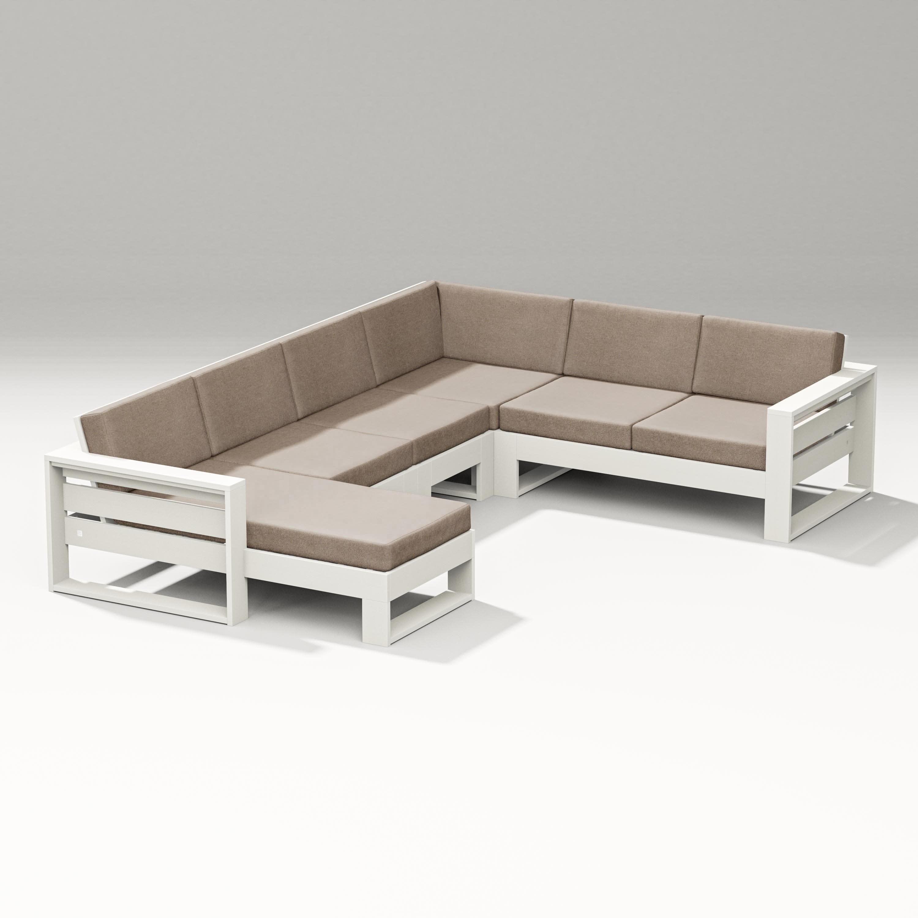 Latitude Corner Sectional with Left Chaise in Vintage White / Spiced Burlap