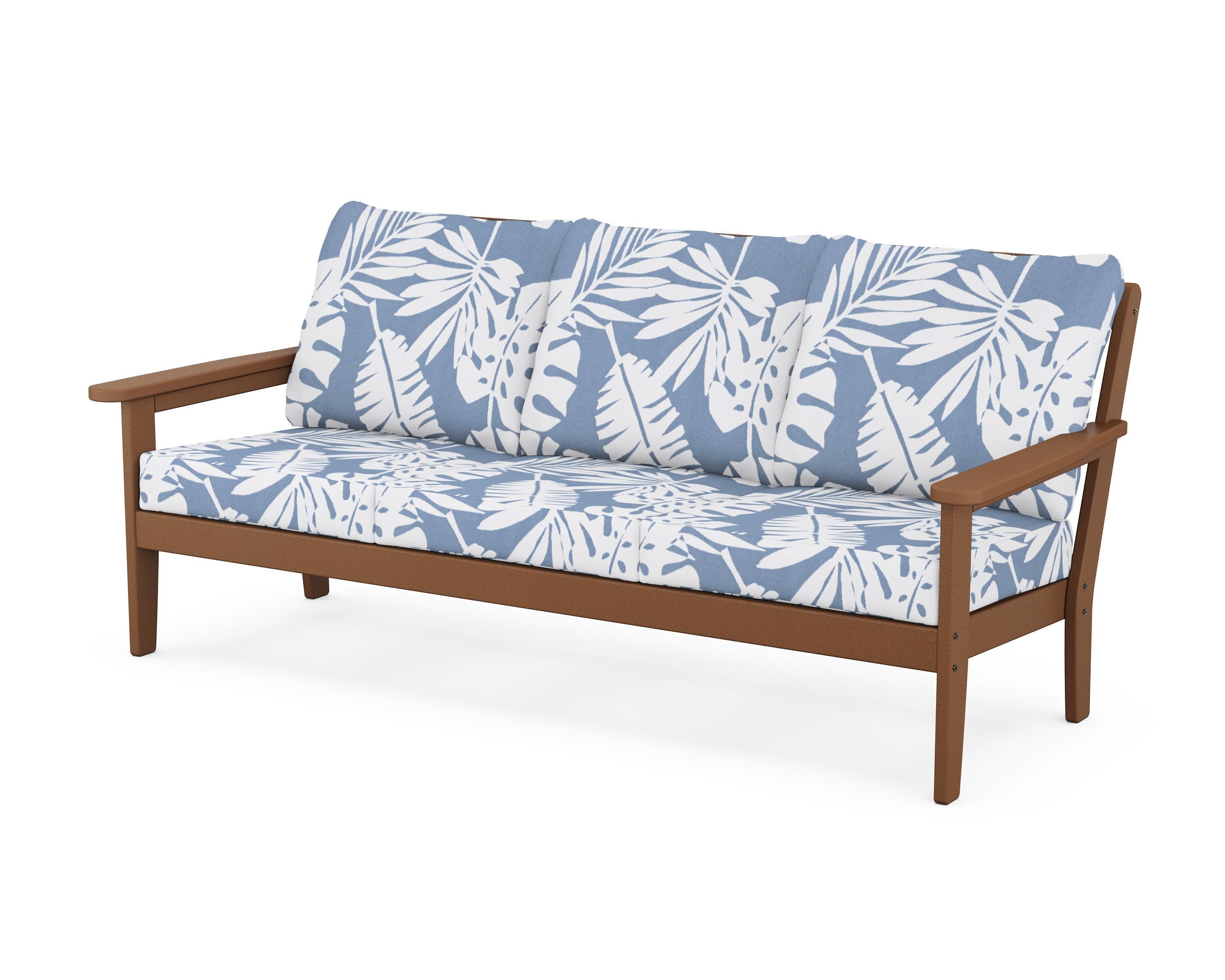 Cottage Deep Seating Sofa in Teak / Leaf Sky Blue