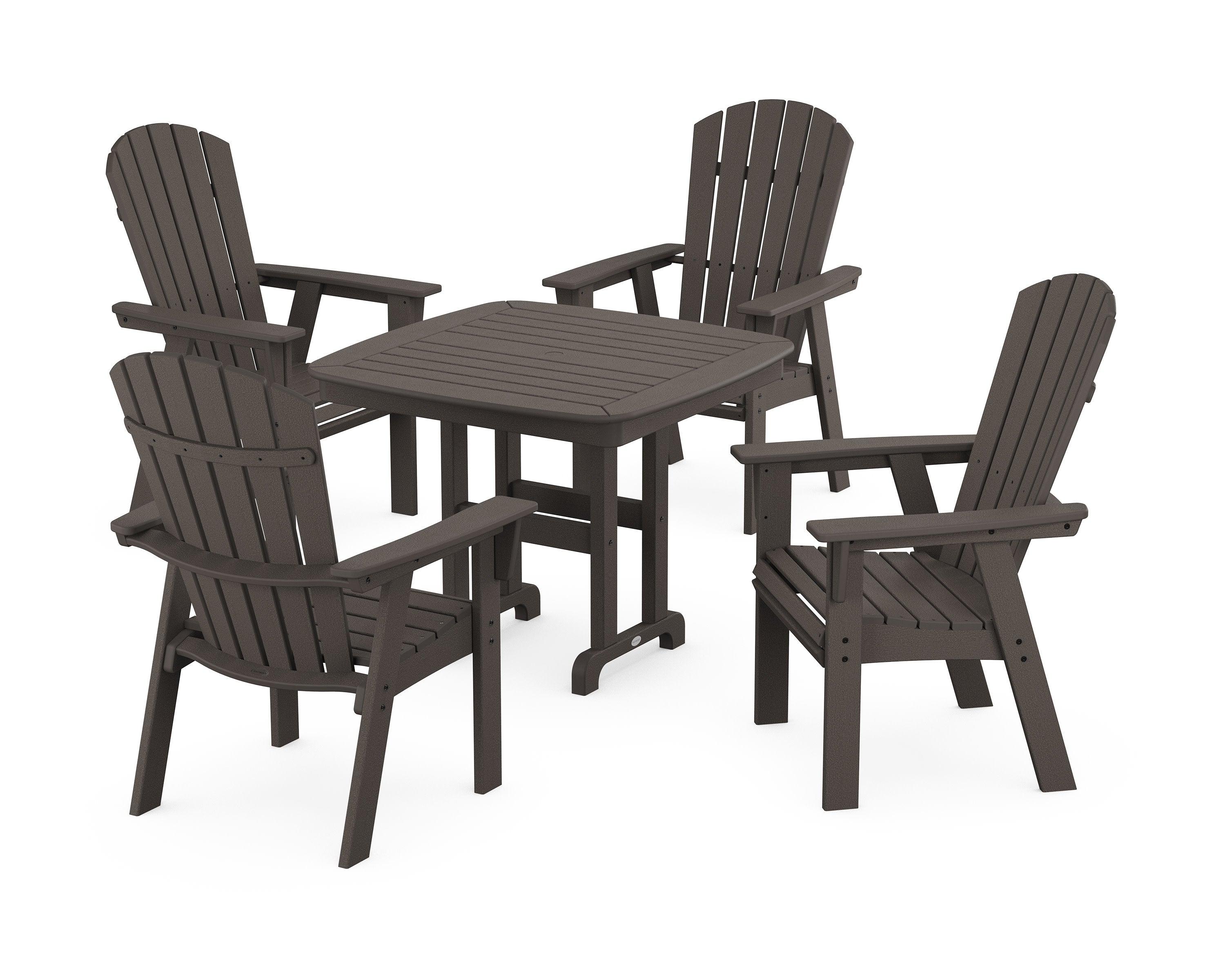 Nautical Curveback Adirondack 5-Piece Dining Set in Vintage Coffee