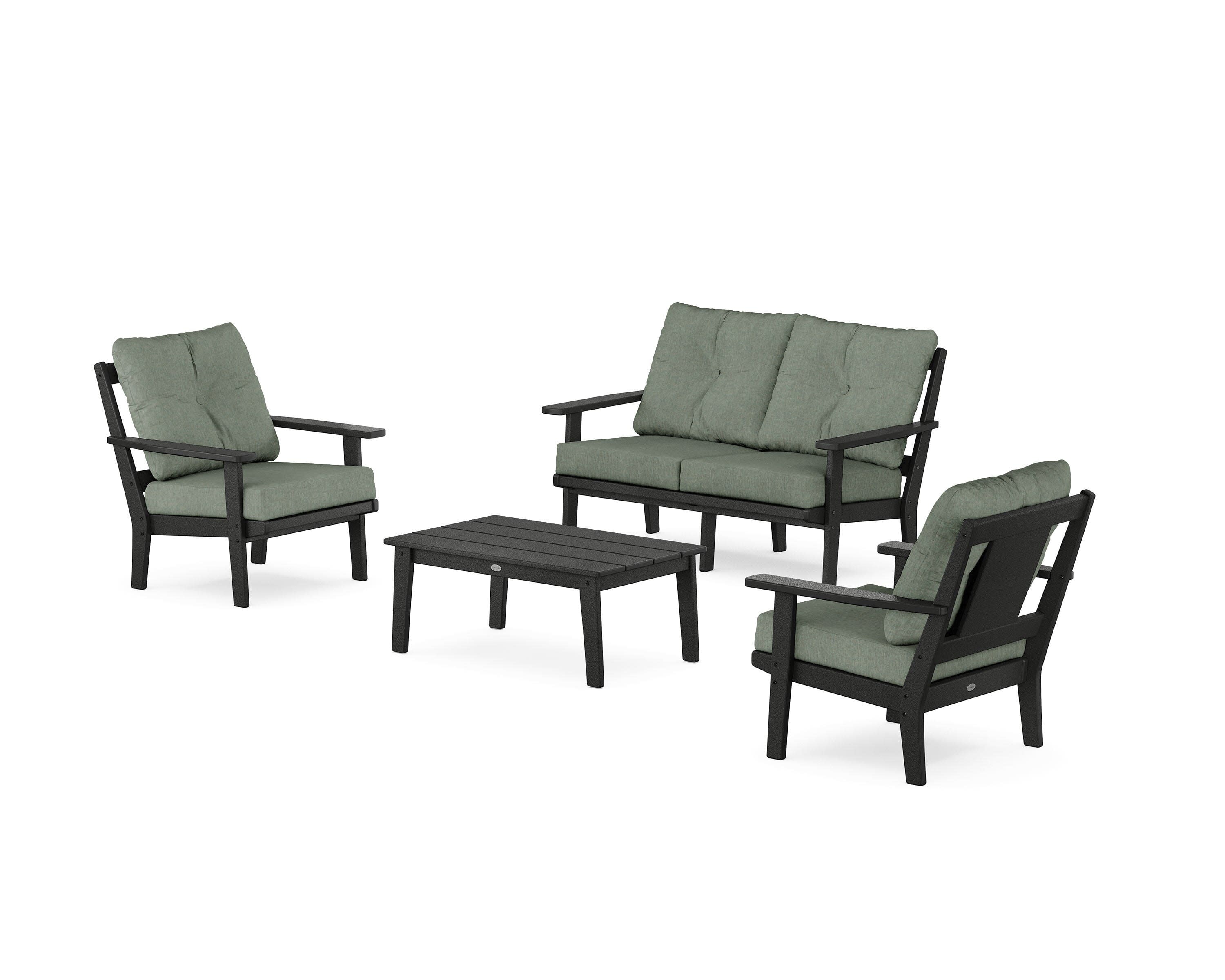Prairie 4-Piece Deep Seating Set with Loveseat in Black / Cast Sage