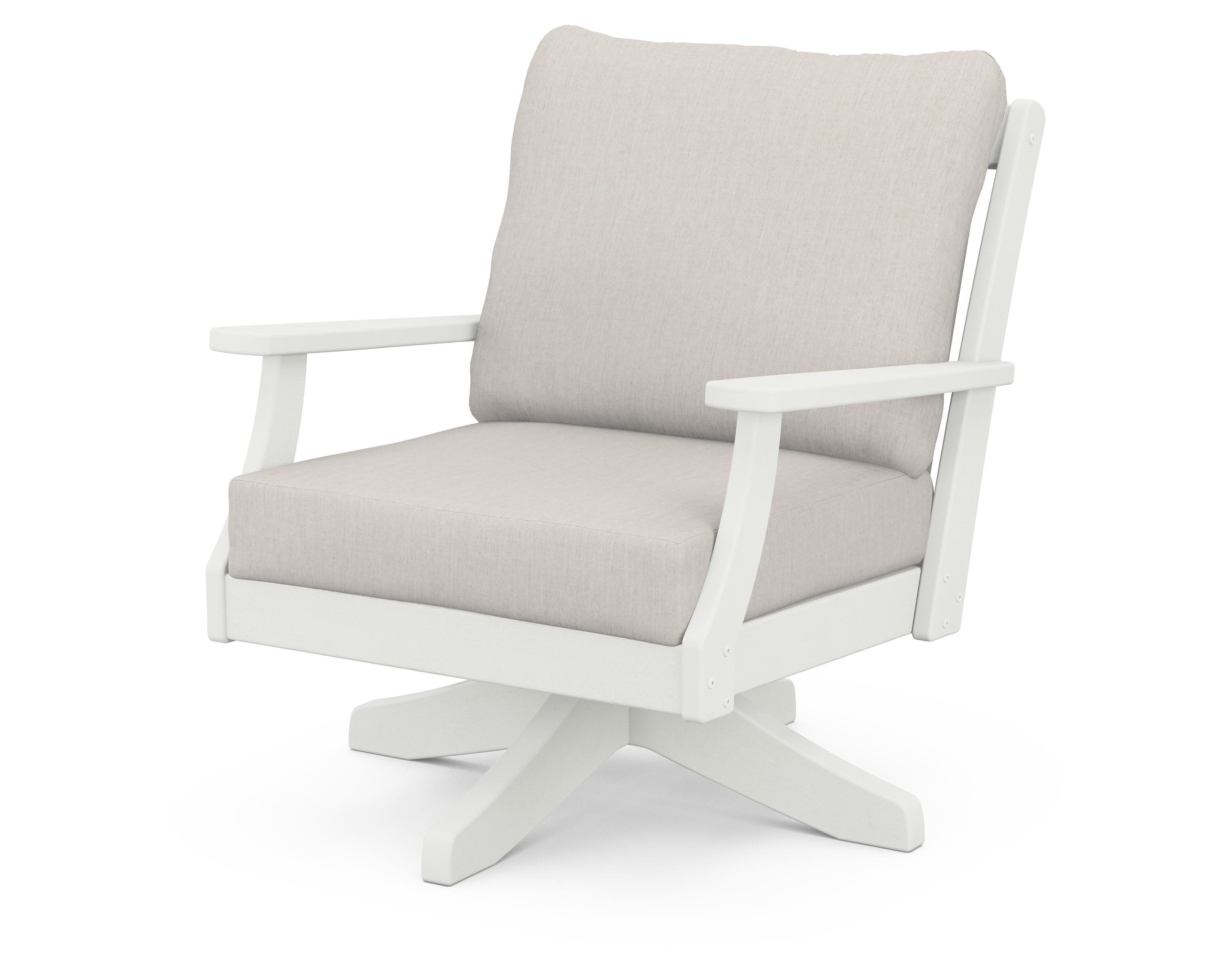 Braxton Deep Seating Swivel Chair in Vintage White / Cast Ash