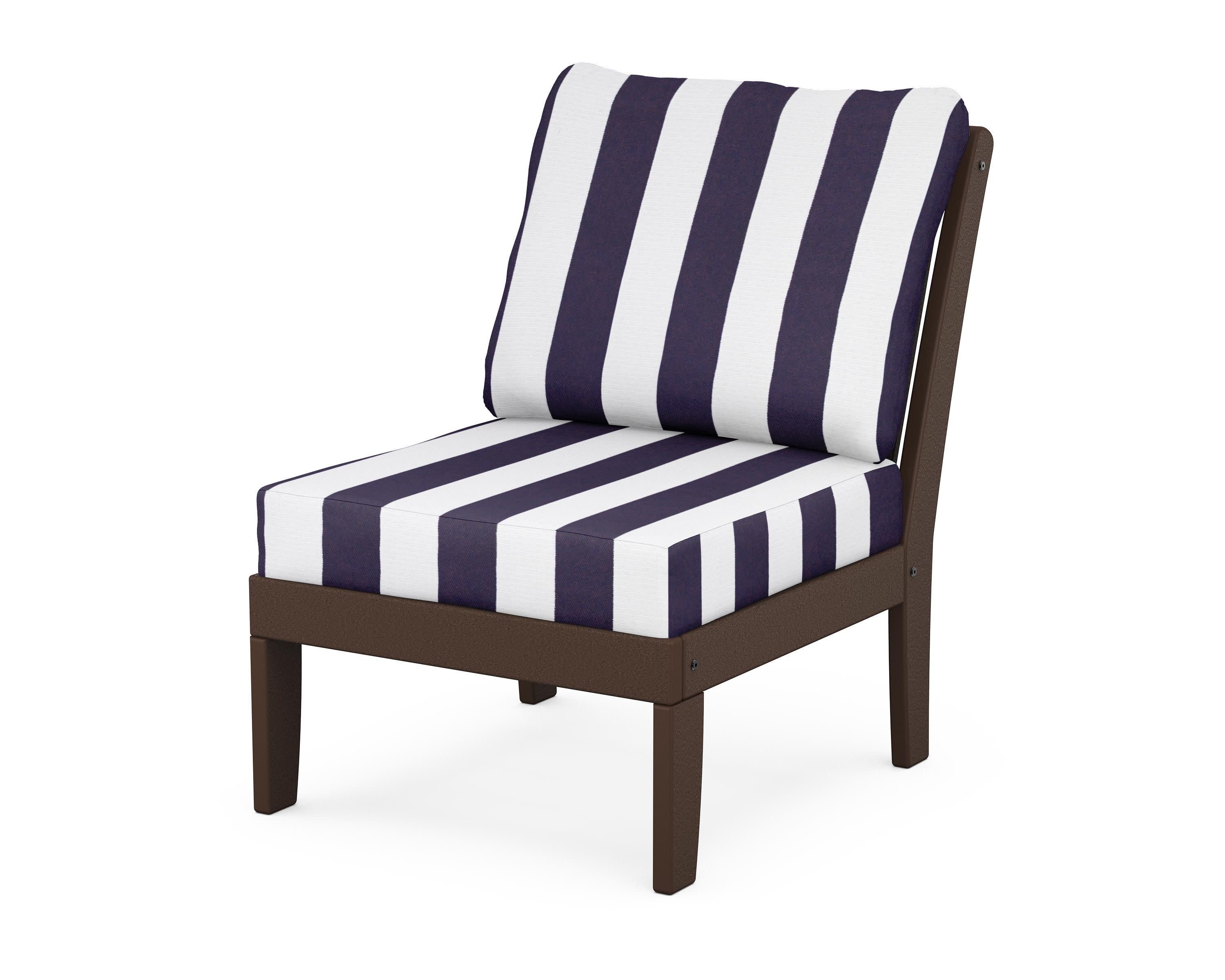 Braxton Modular Armless Chair in Mahogany / Cabana Stripe Navy