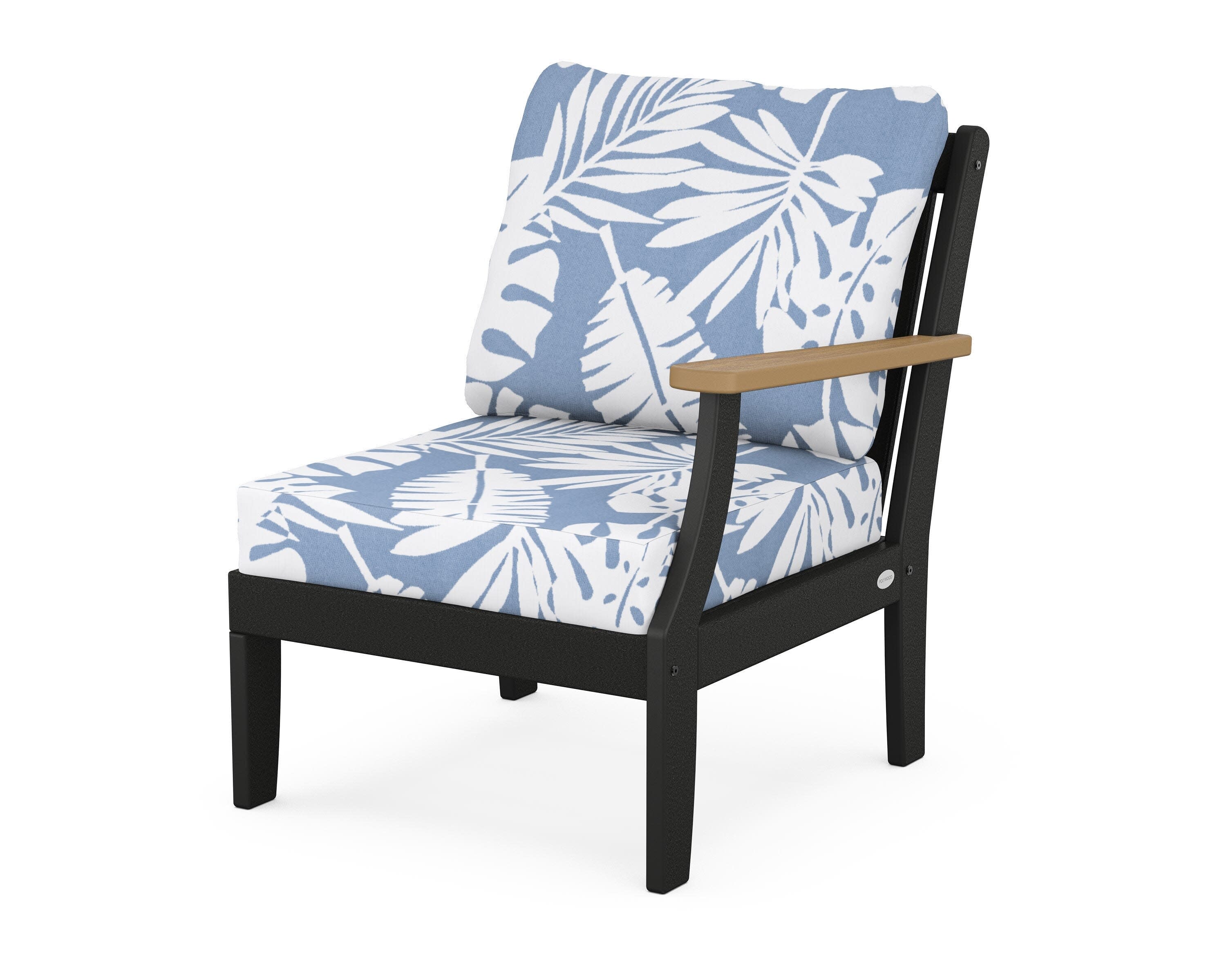 Braxton Modular Right Arm Chair in Black / Natural / Leaf Sky Blue