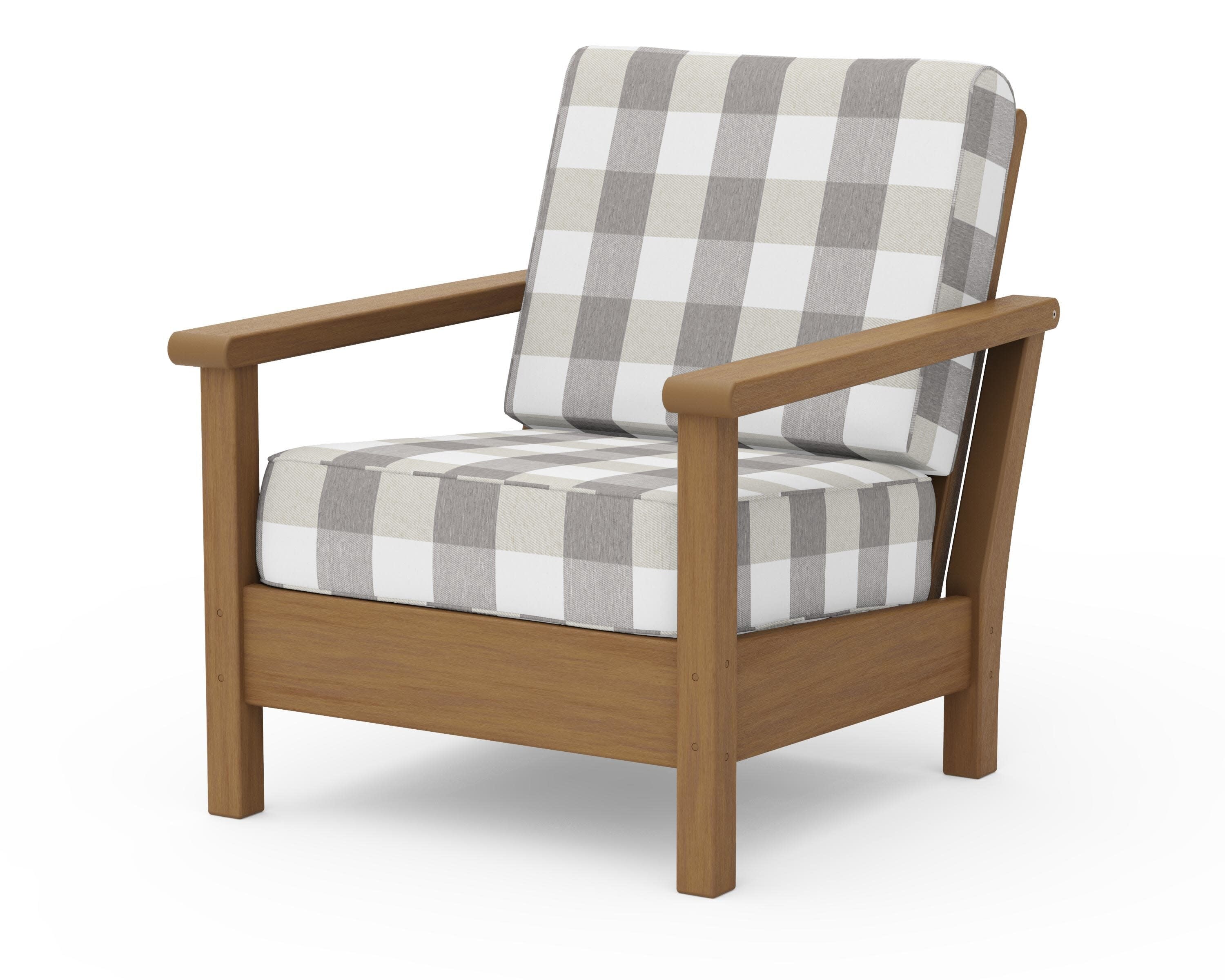 Harbour Deep Seating Chair in Natural / Buffalo Plaid Grey Mist