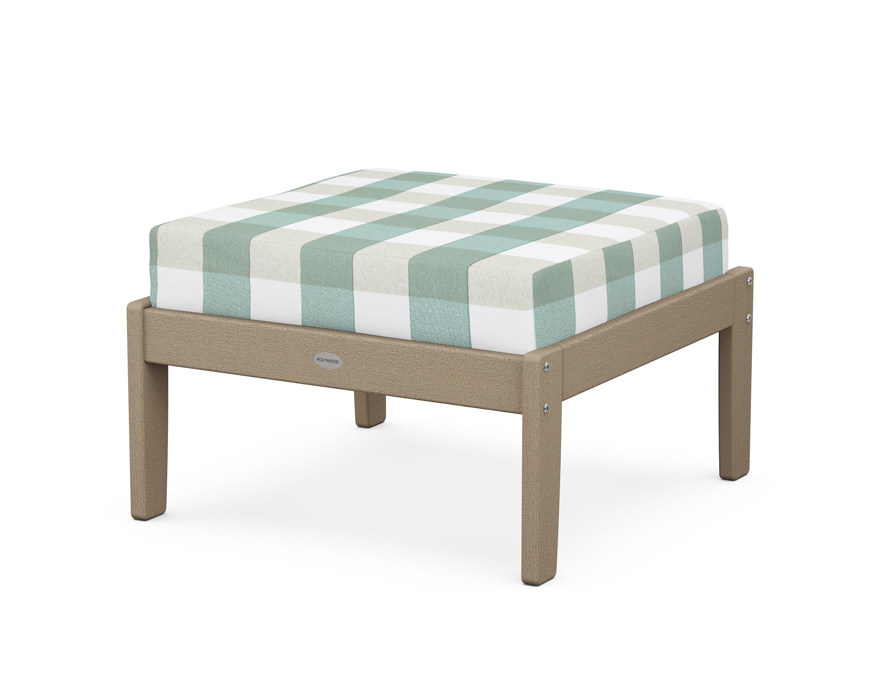 Braxton Deep Seating Ottoman in Vintage Sahara / Buffalo Plaid Glacier Spa