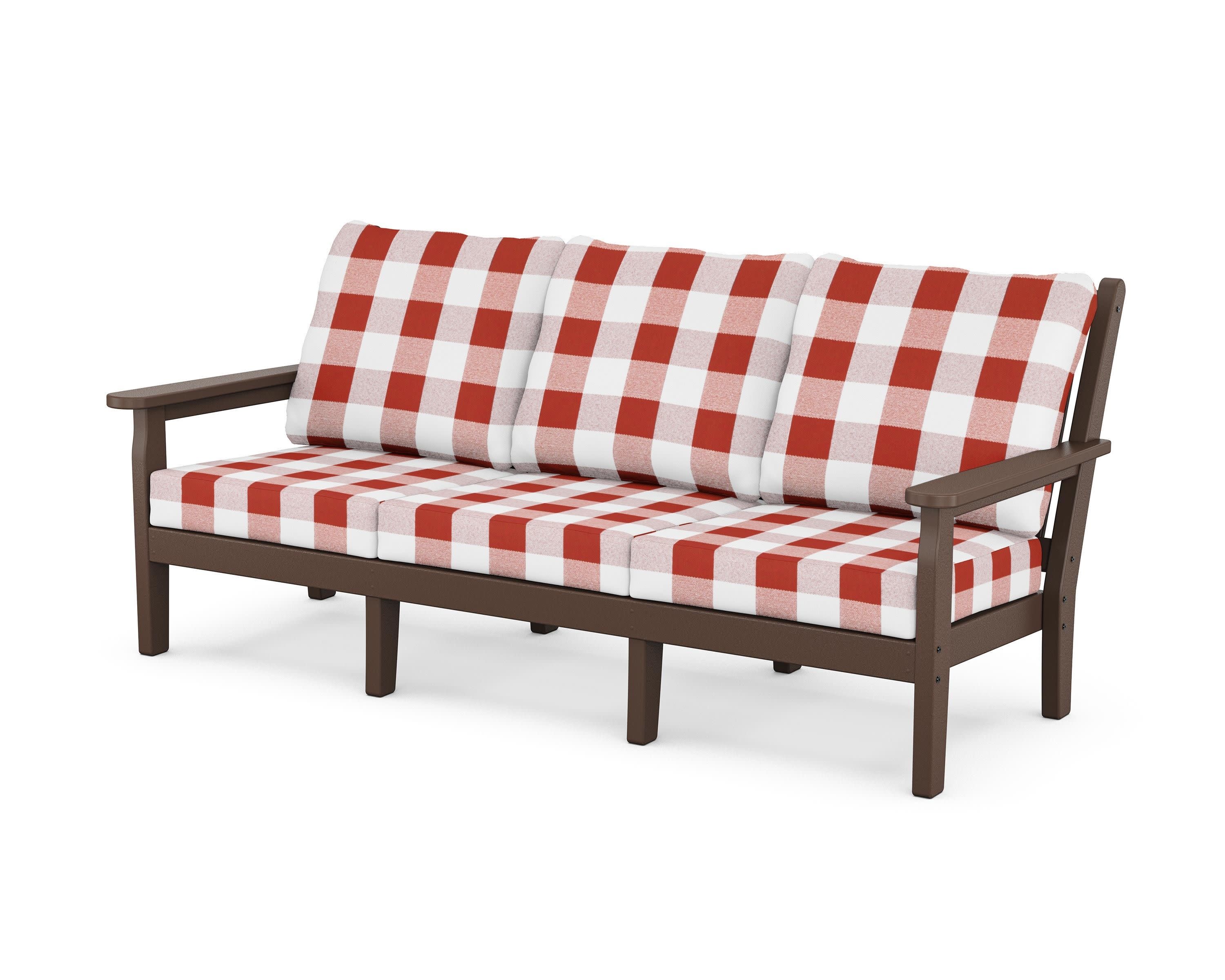 Chippendale Deep Seating Sofa in Mahogany / Buffalo Plaid Crimson
