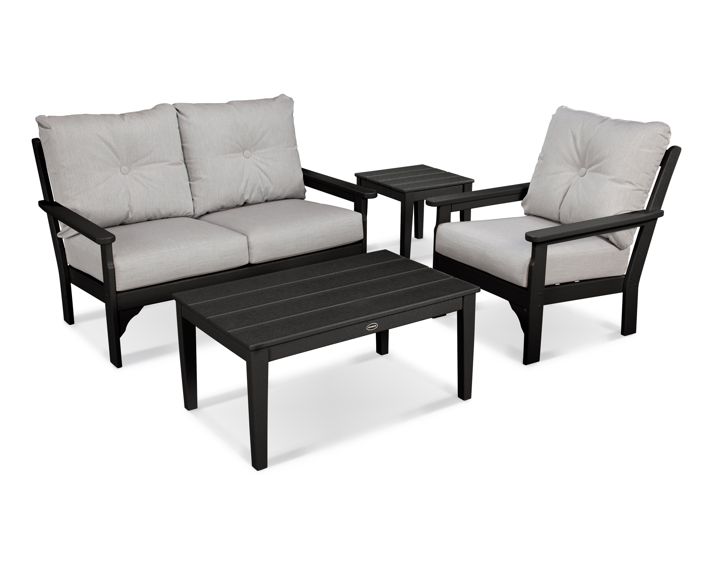 Vineyard 4-Piece Deep Seating Set in Black / Granite