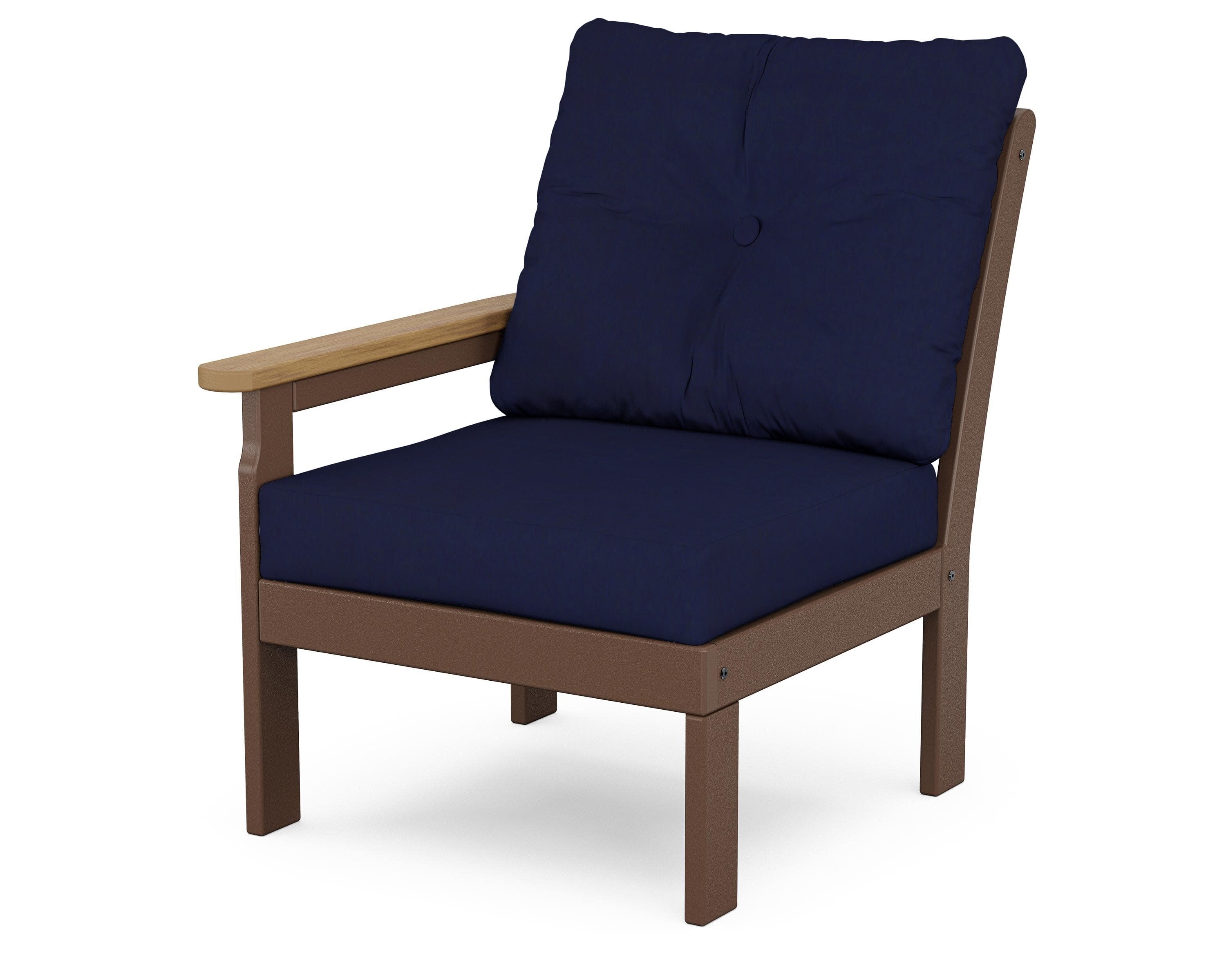 Vineyard Modular Left Arm Chair in Mahogany / Natural / Navy