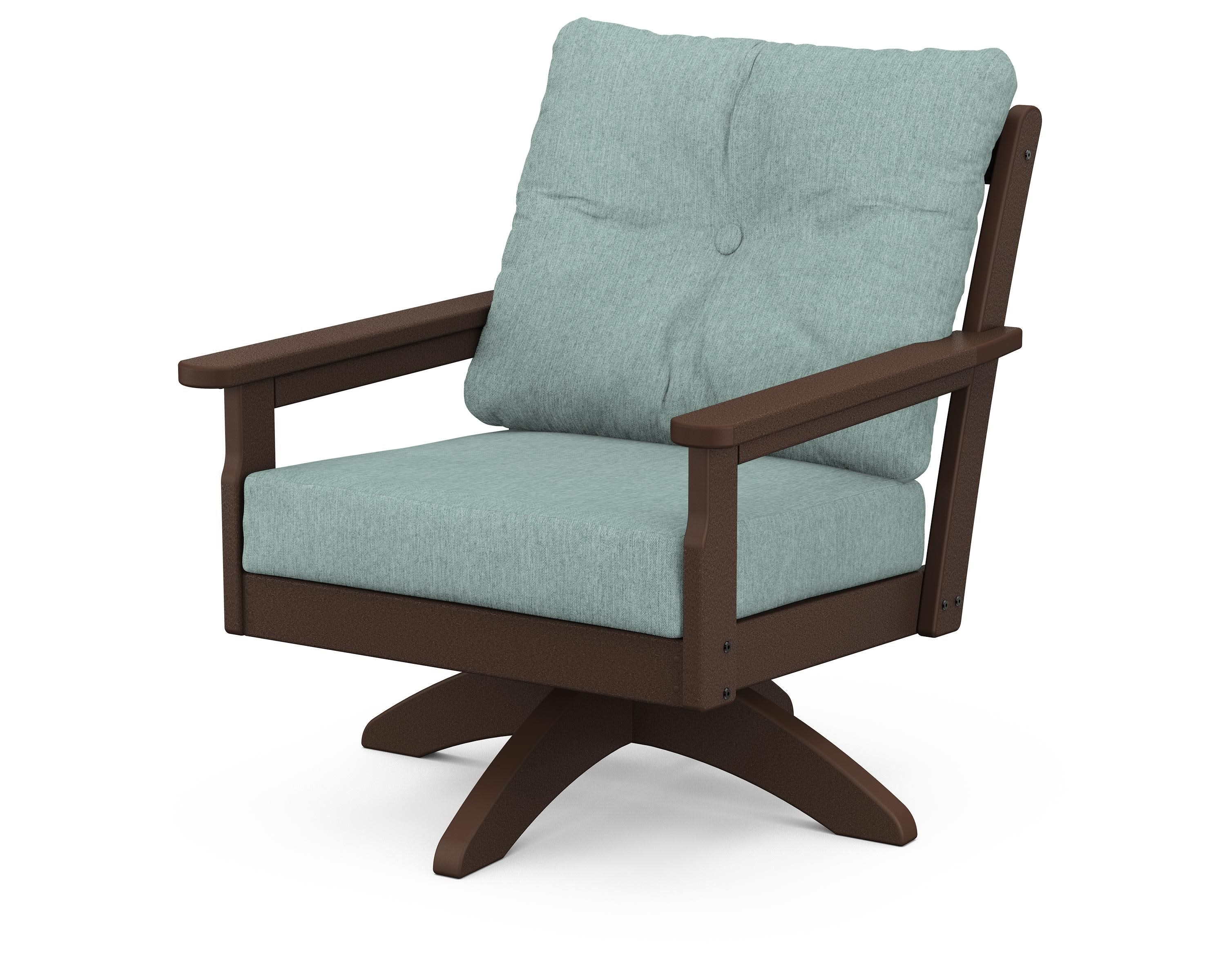 Vineyard Deep Seating Swivel Chair in Mahogany / Glacier Spa