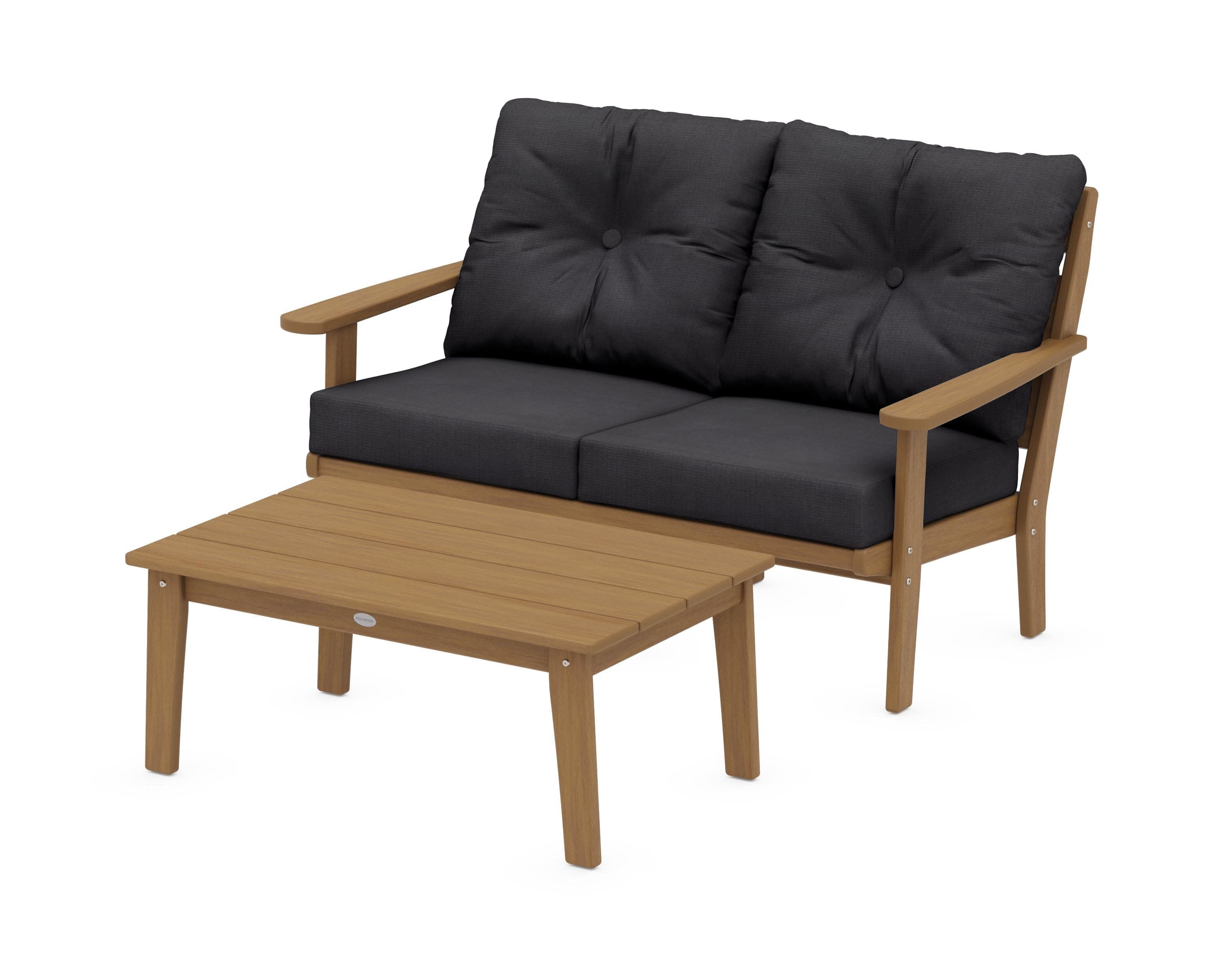 Lakeside 2-Piece Lounge Loveseat Set in Natural / Midnight Linen