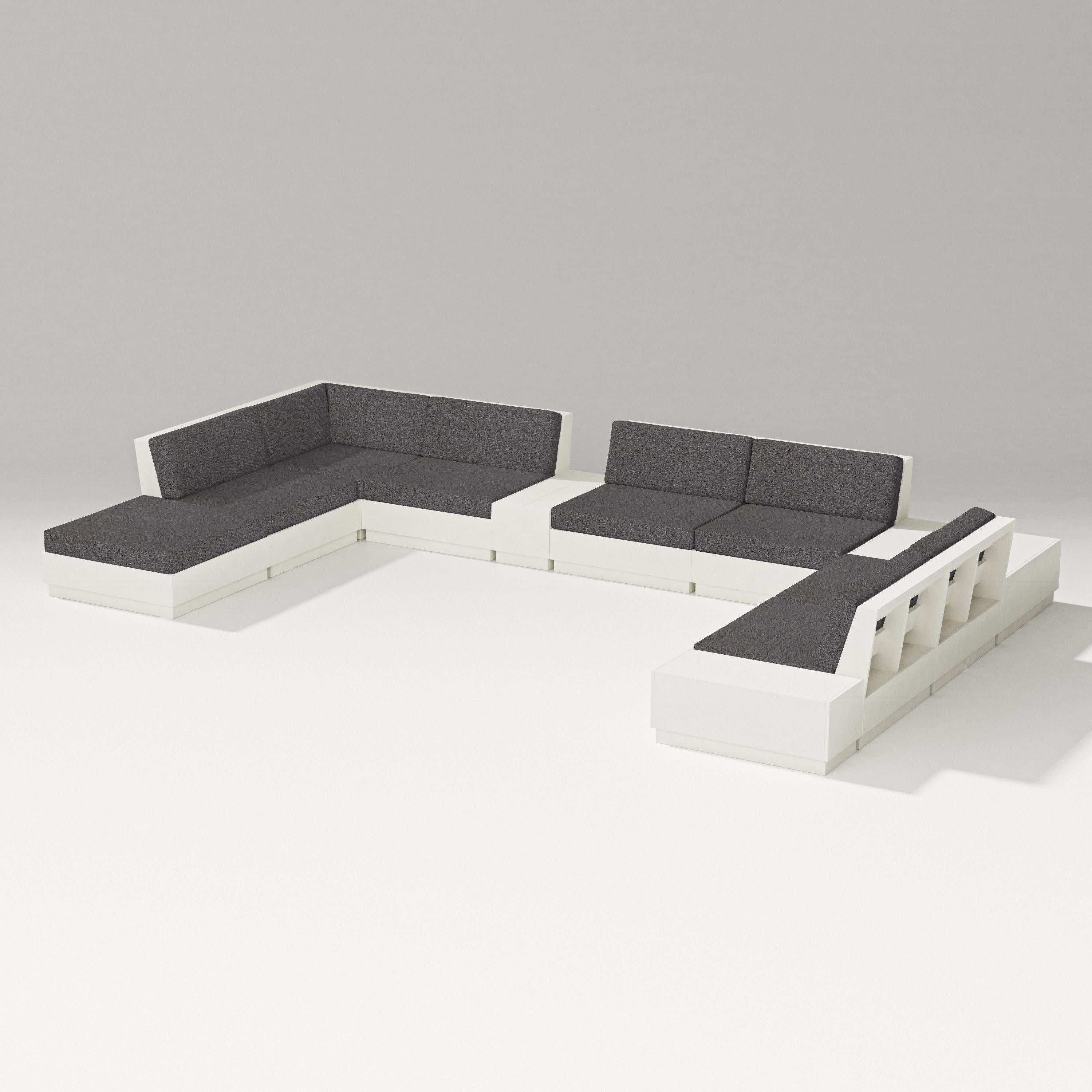 Elevate 11-Piece Conversation Sectional Set in Vintage White / Ash Charcoal