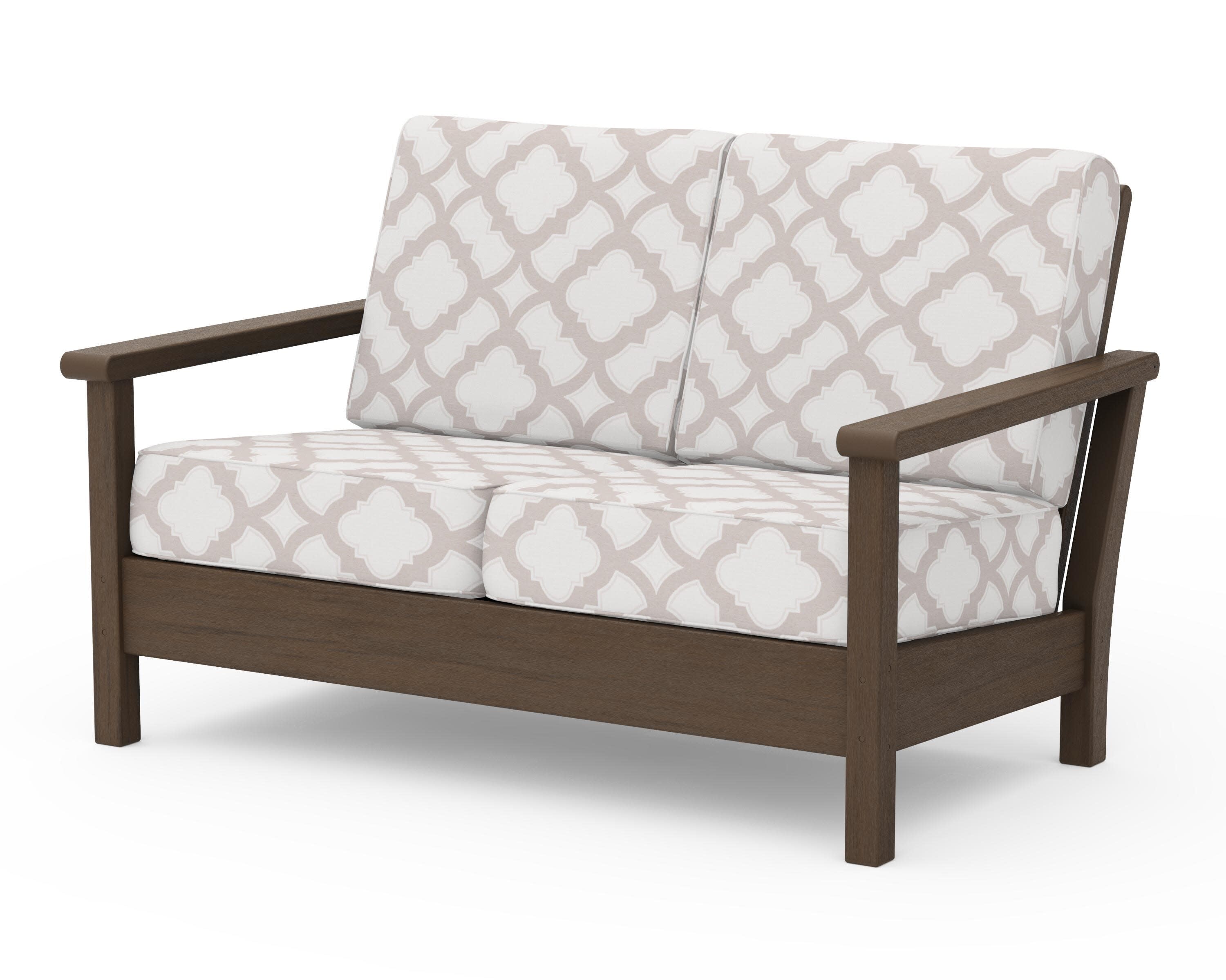 Harbour Deep Seating Loveseat in Kona / Trellis Dune Burlap