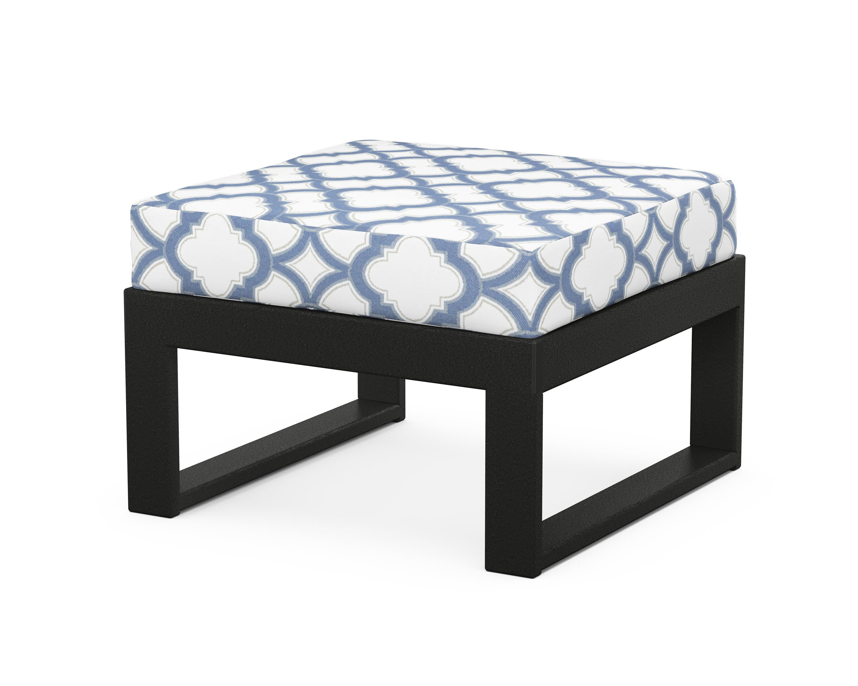 Modular Ottoman - Modern in Black / Trellis Sky Blue