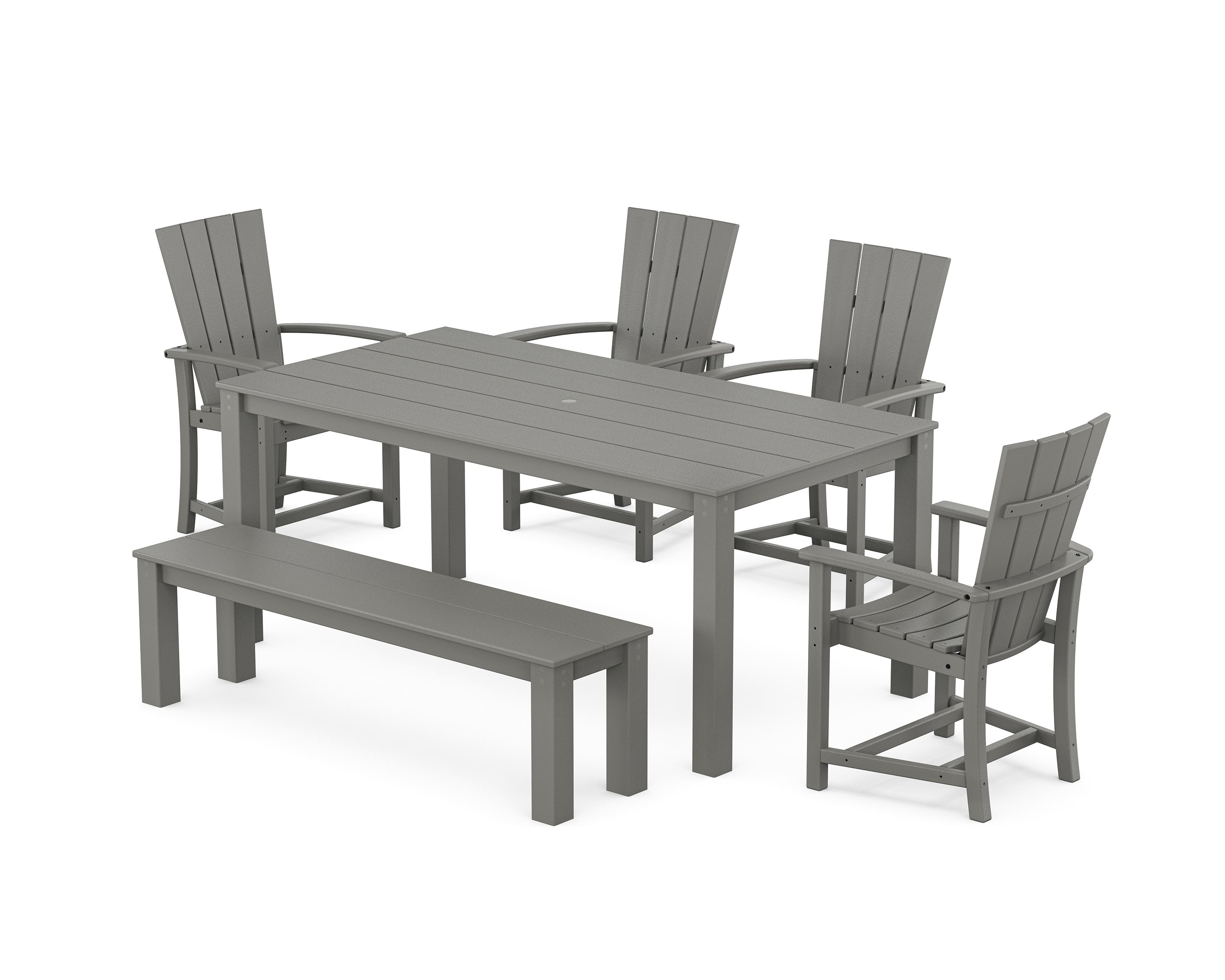 Quattro 6-Piece Parsons Dining Set with Bench in Slate Grey