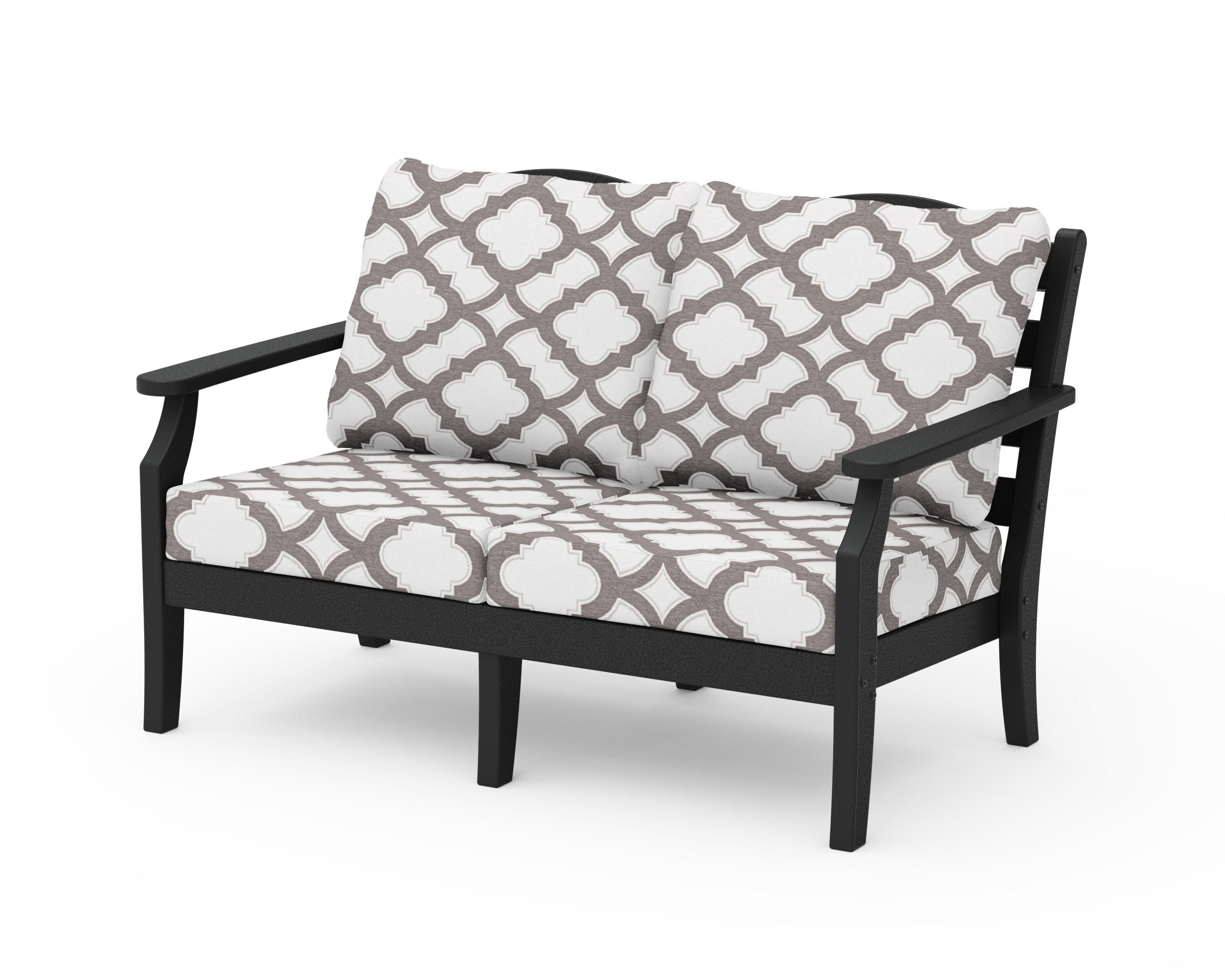 Savannah Deep Seating Loveseat in Black / Trellis Grey Mist
