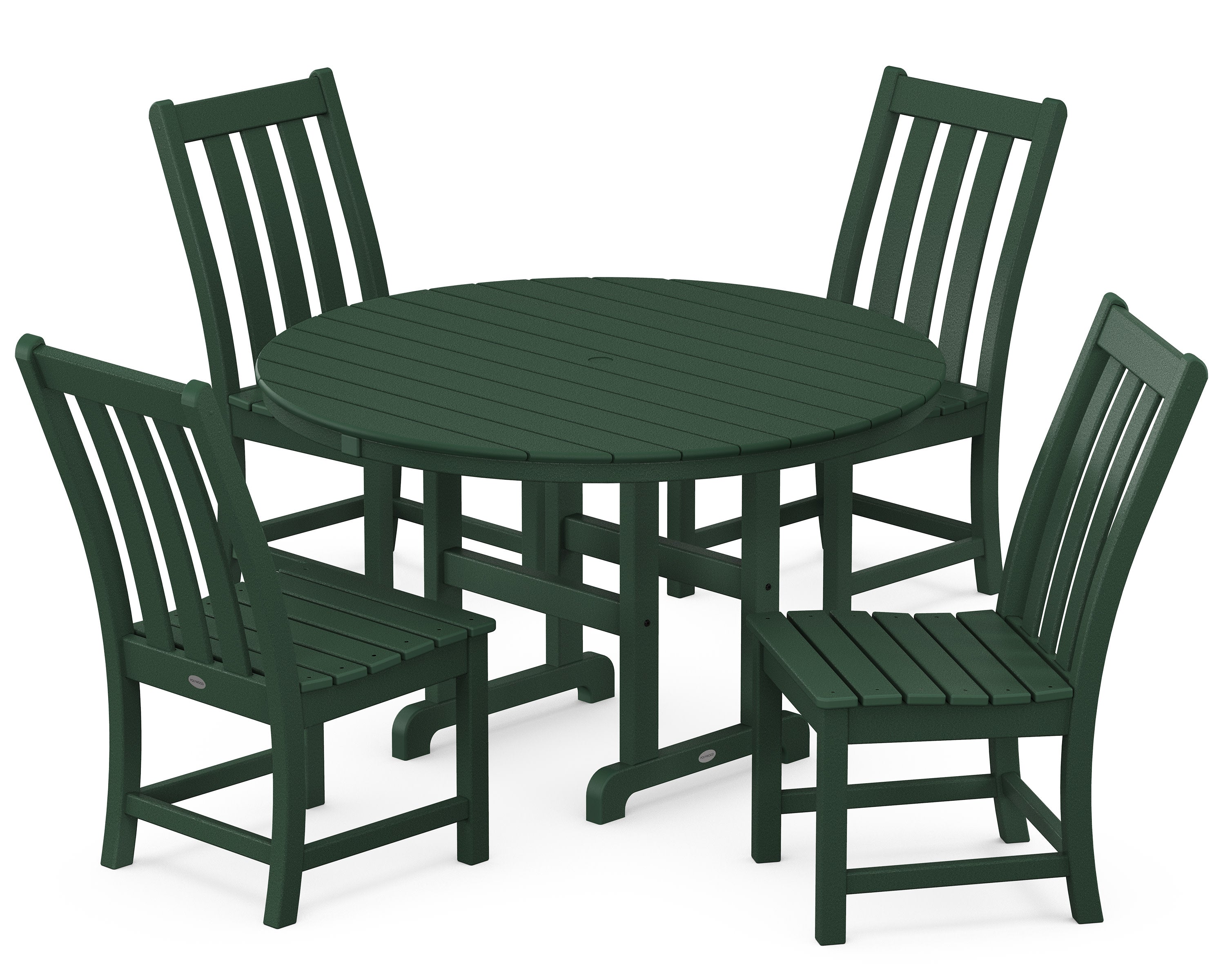 Vineyard 5-Piece Round Farmhouse Side Chair Dining Set in Green