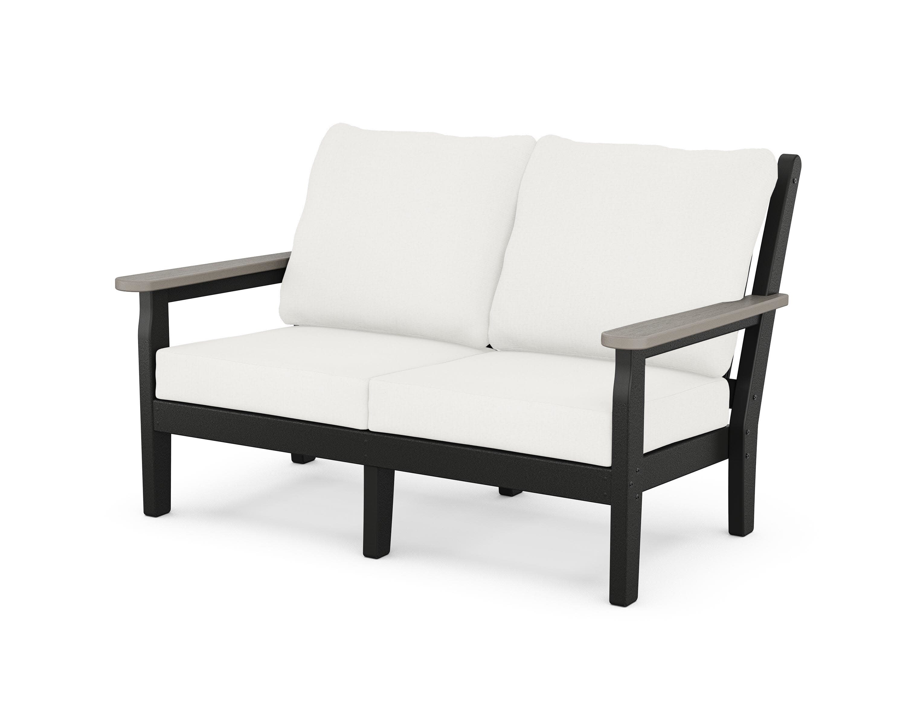 Chippendale Deep Seating Loveseat in Black / Driftwood / Natural Linen