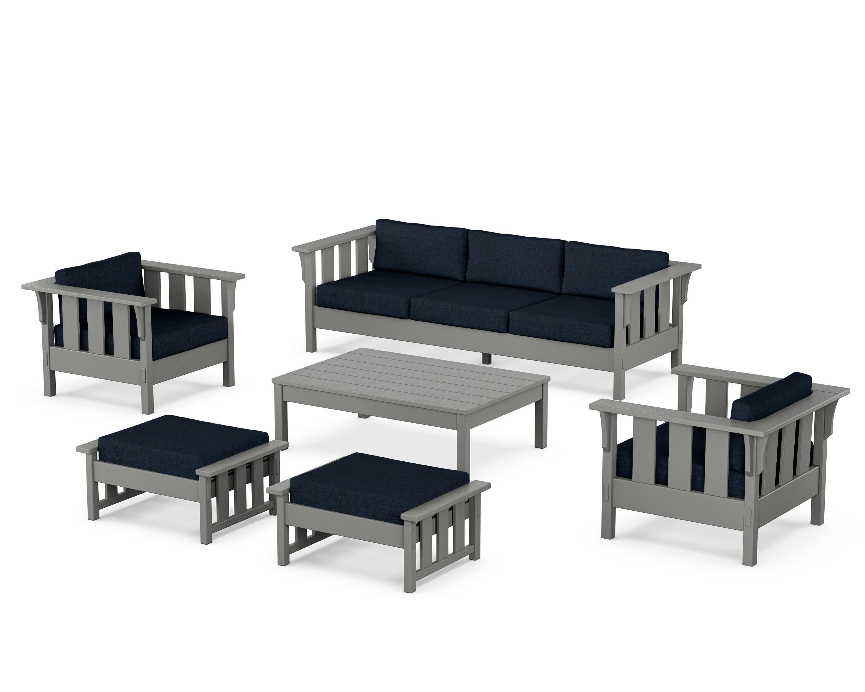 Acadia 6-Piece Lounge Sofa Set in Slate Grey / Marine Indigo