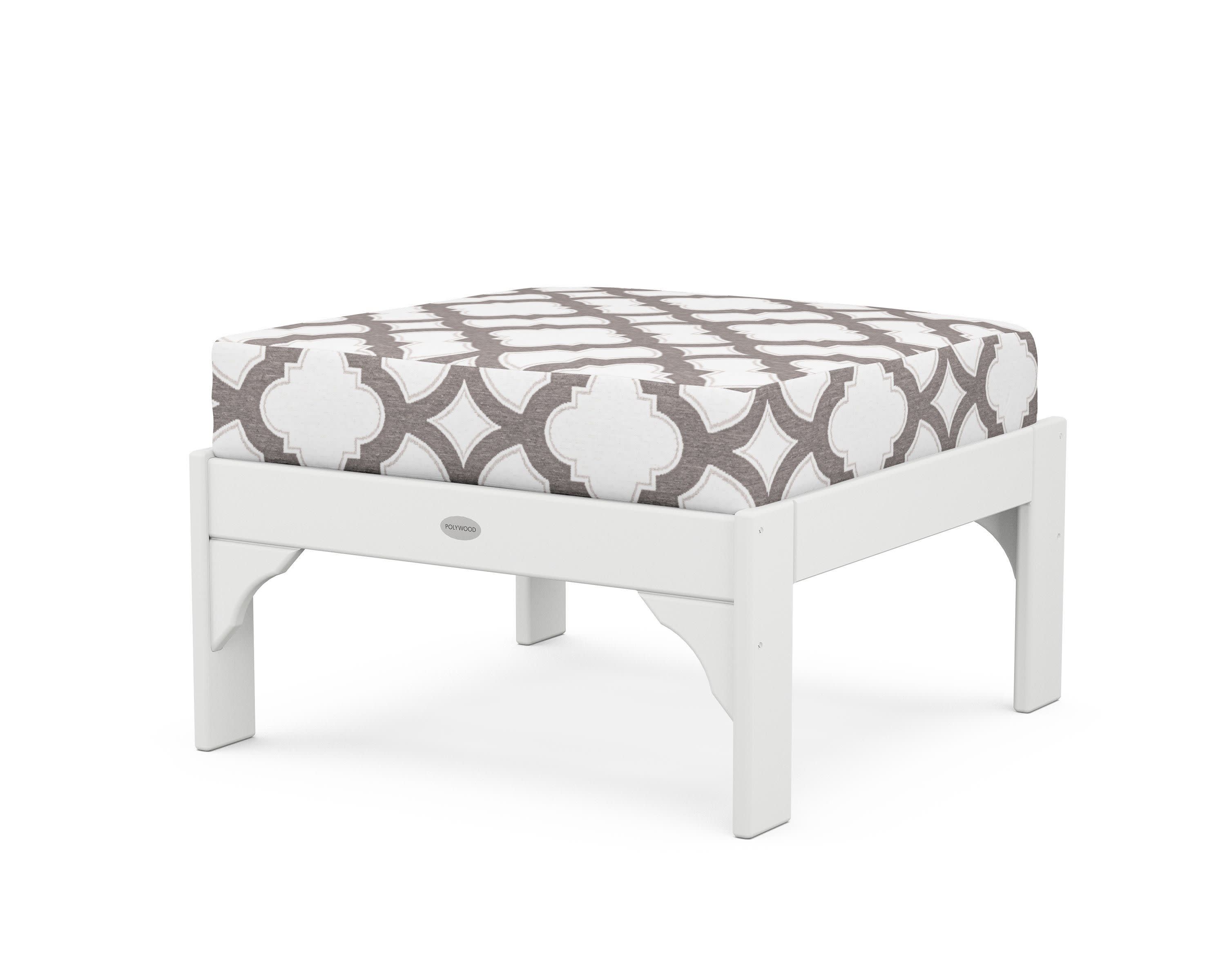 Vineyard Deep Seating Ottoman in White / Trellis Grey Mist