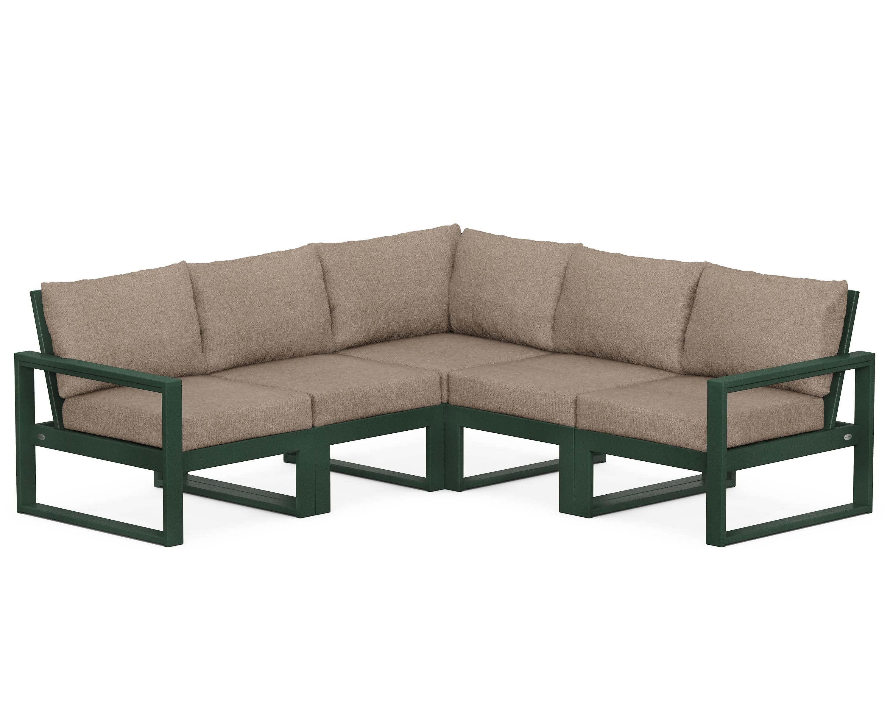 EDGE 5-Piece Modular Deep Seating Set in Green / Spiced Burlap