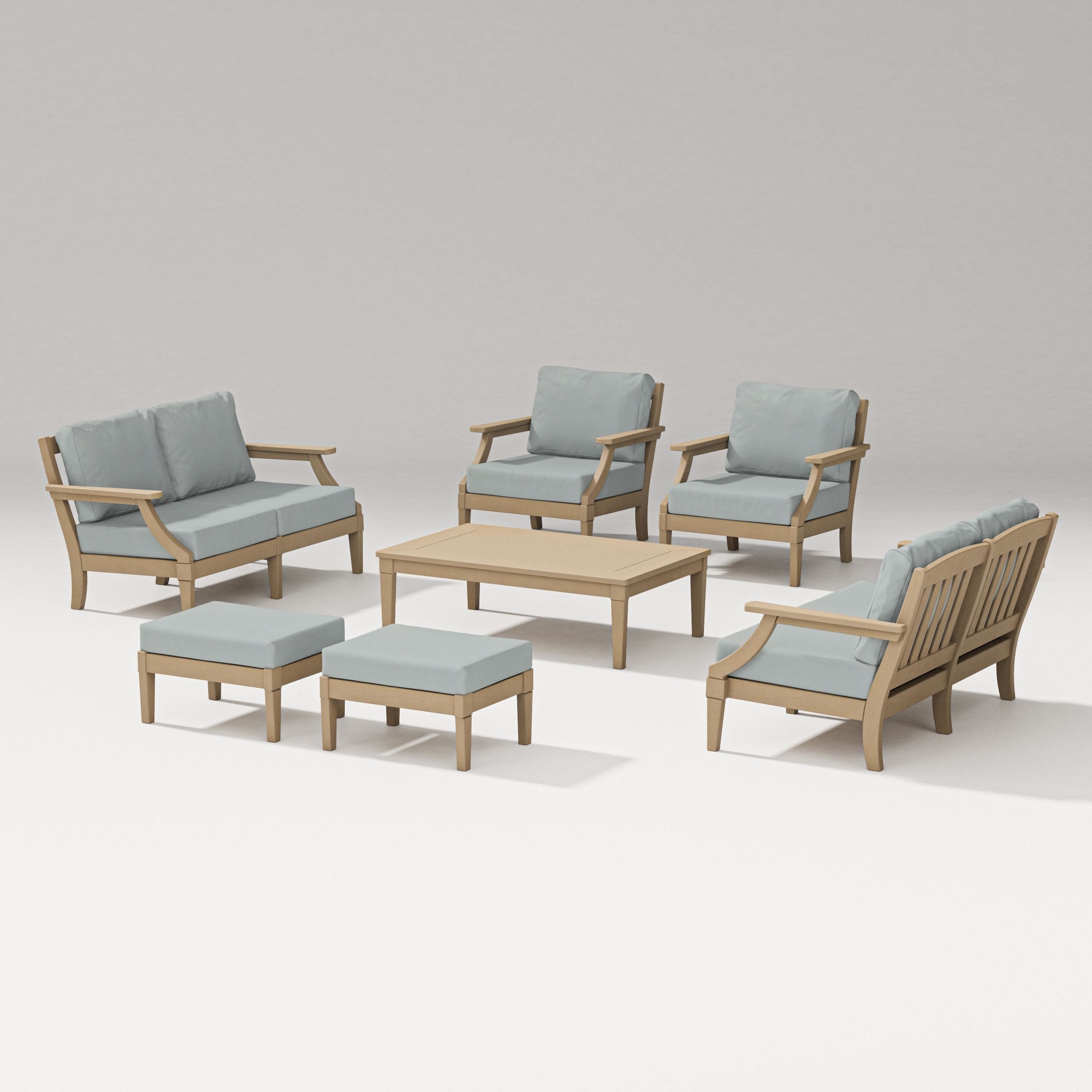 Estate 7-Piece Lounge Loveseat Set in Vintage Sahara / Spa