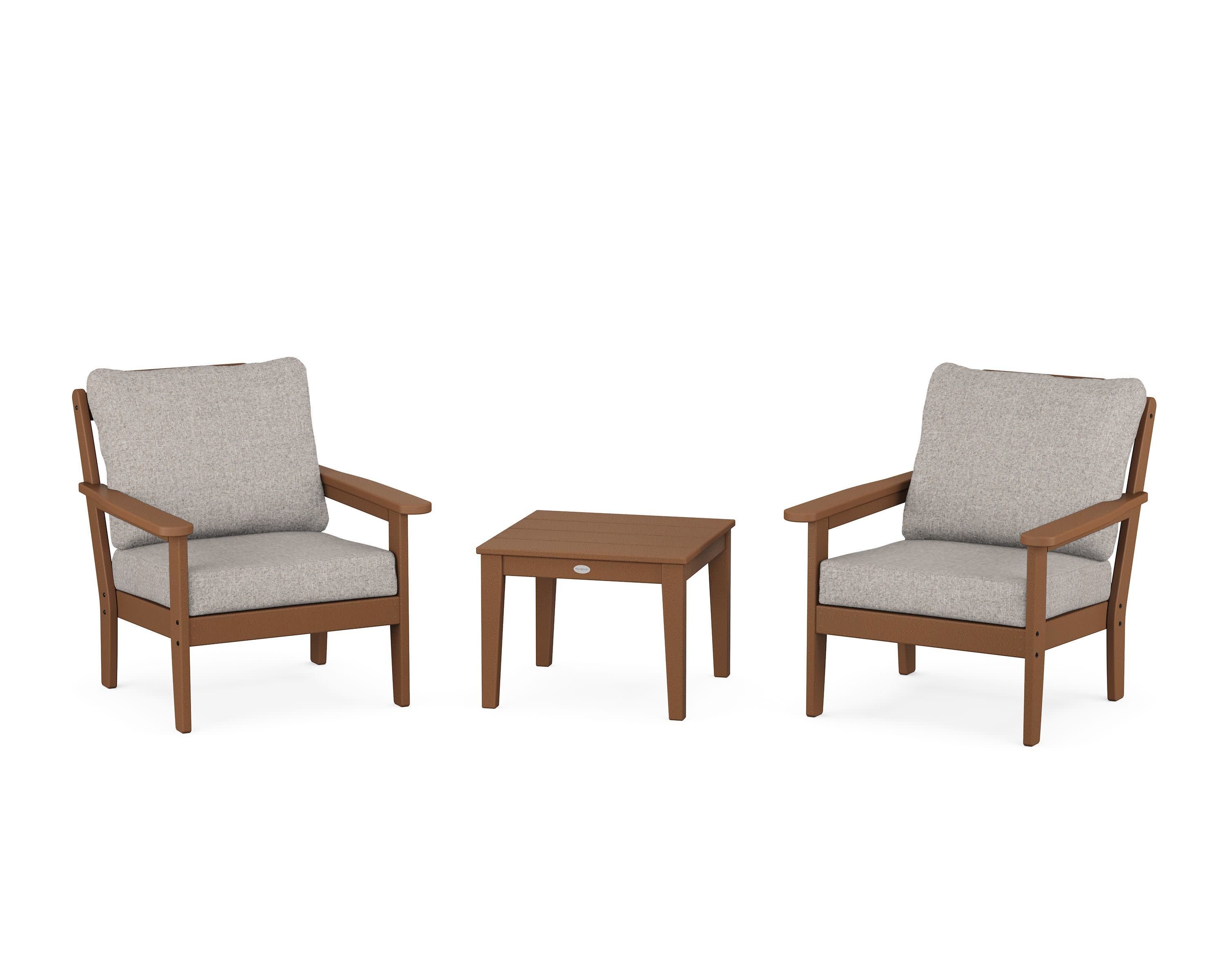 Cottage 3-Piece Deep Seating Set in Teak / Weathered Tweed