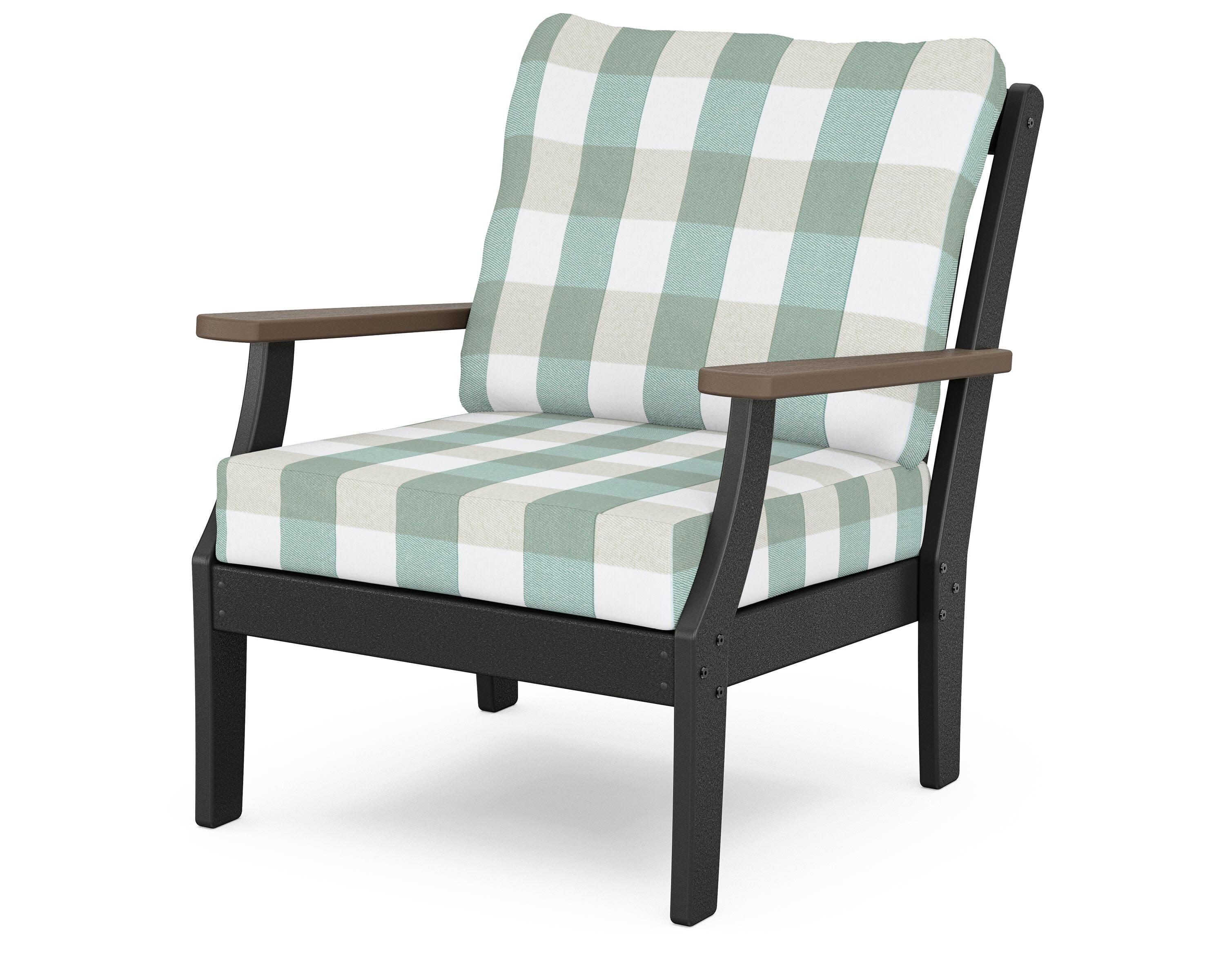 Braxton Deep Seating Chair in Black / Kona / Buffalo Plaid Glacier Spa