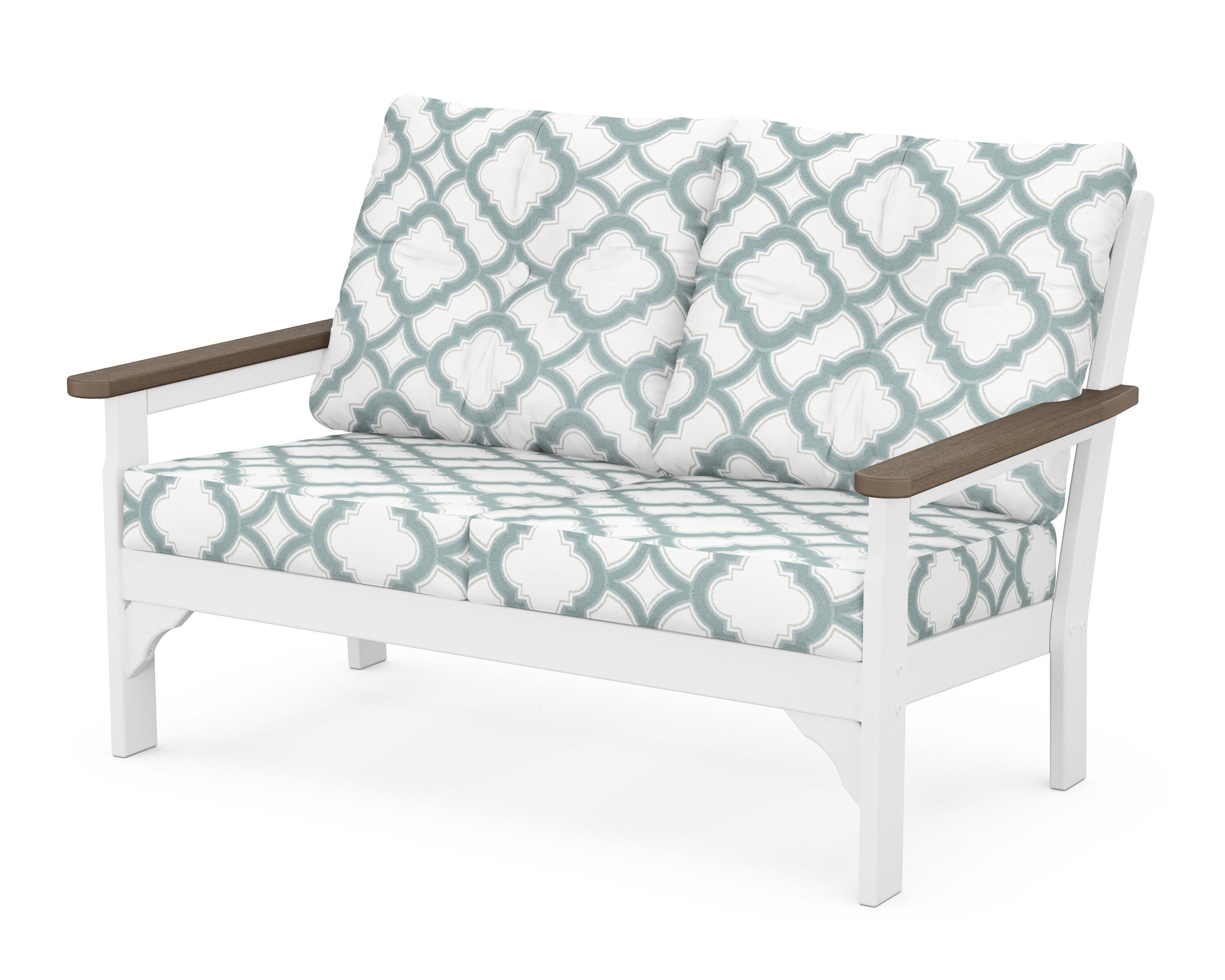 Vineyard Deep Seating Loveseat in White / Kona / Trellis Glacier Spa