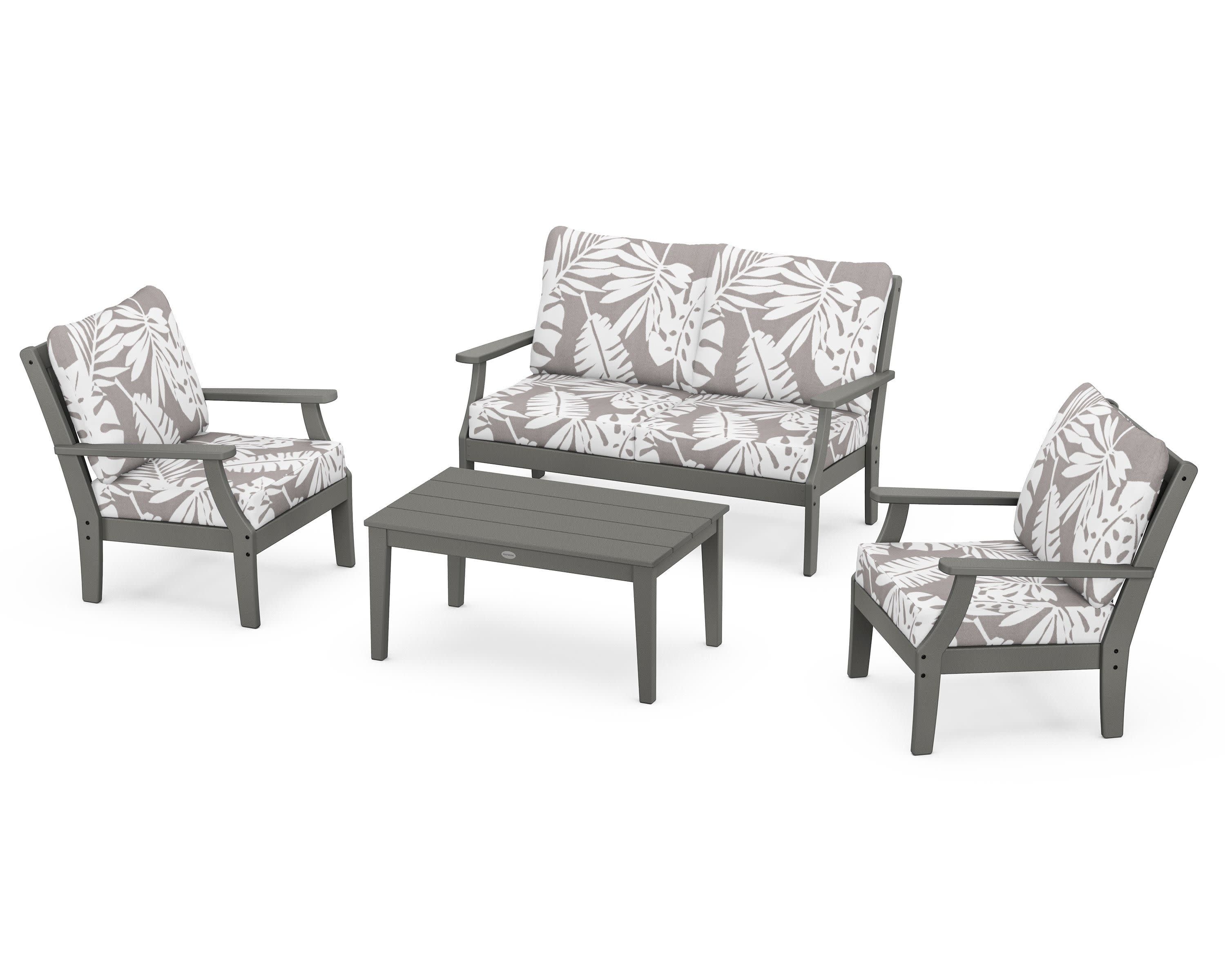 Braxton 4-Piece Deep Seating Chair Set in Slate Grey / Leaf Grey Mist