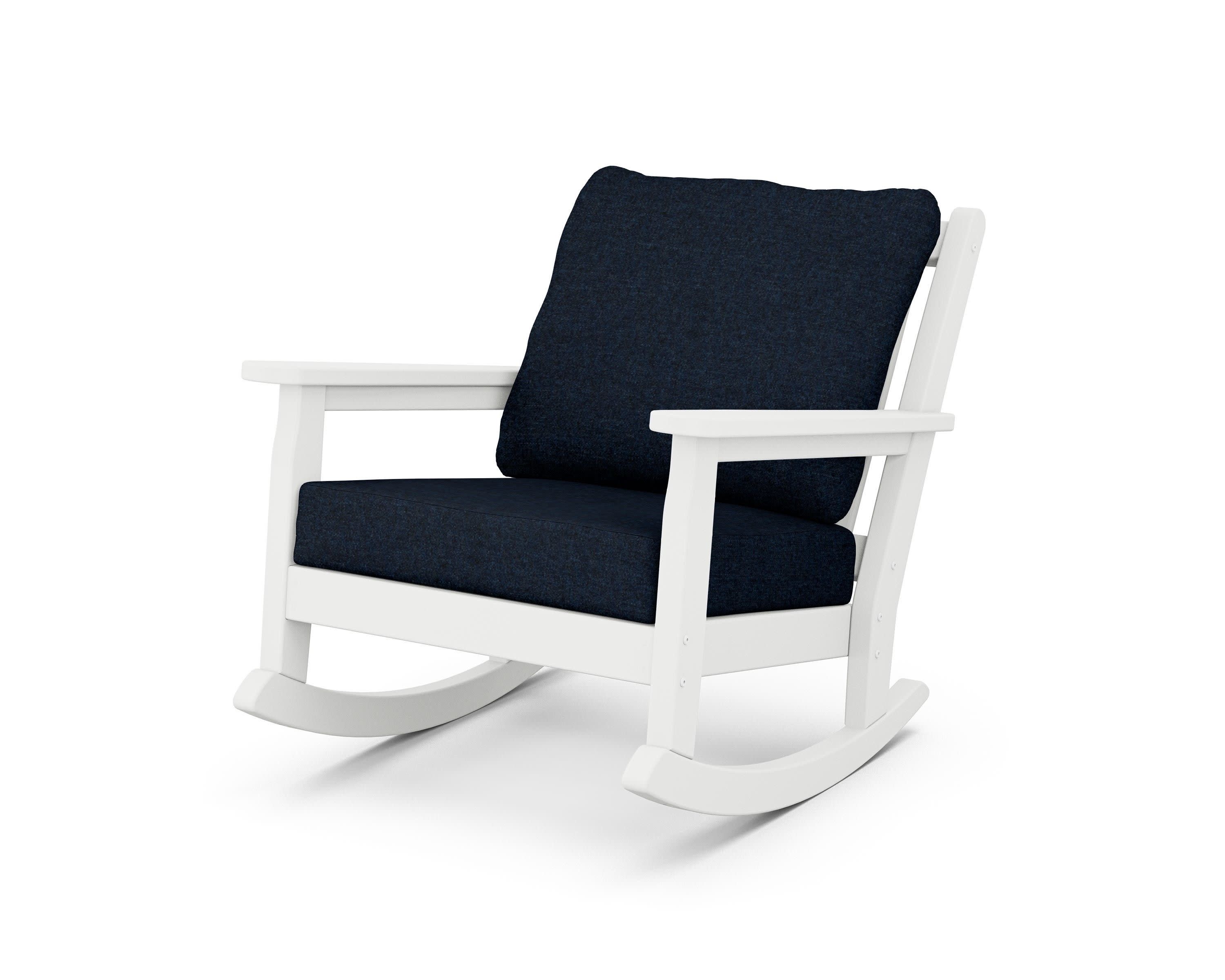 Chippendale Deep Seating Rocking Chair in White / Marine Indigo