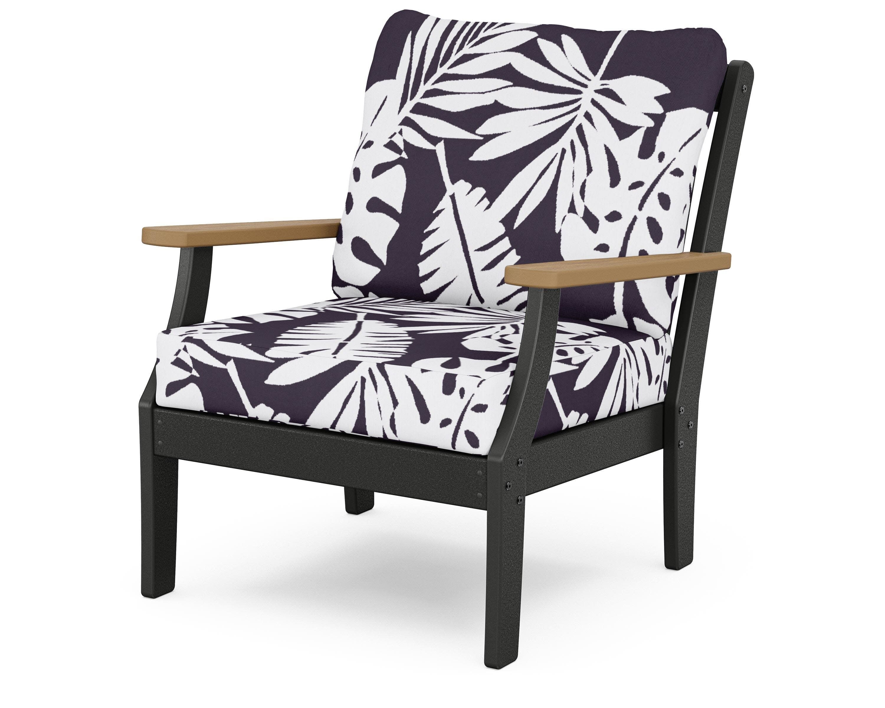 Braxton Deep Seating Chair in Black / Natural / Leaf Navy
