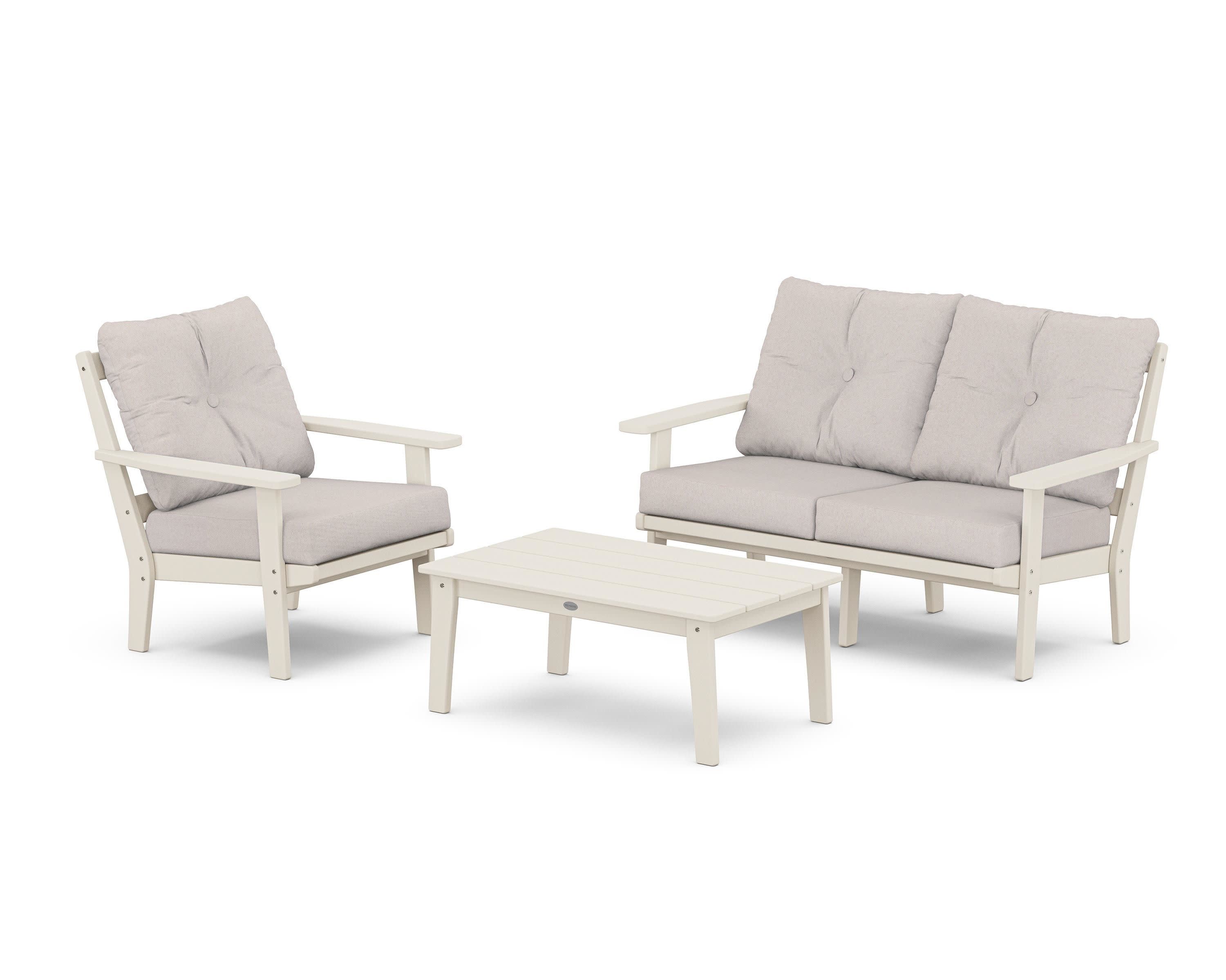 Oxford 3-Piece Deep Seating Set with Loveseat in Sand / Dune Burlap