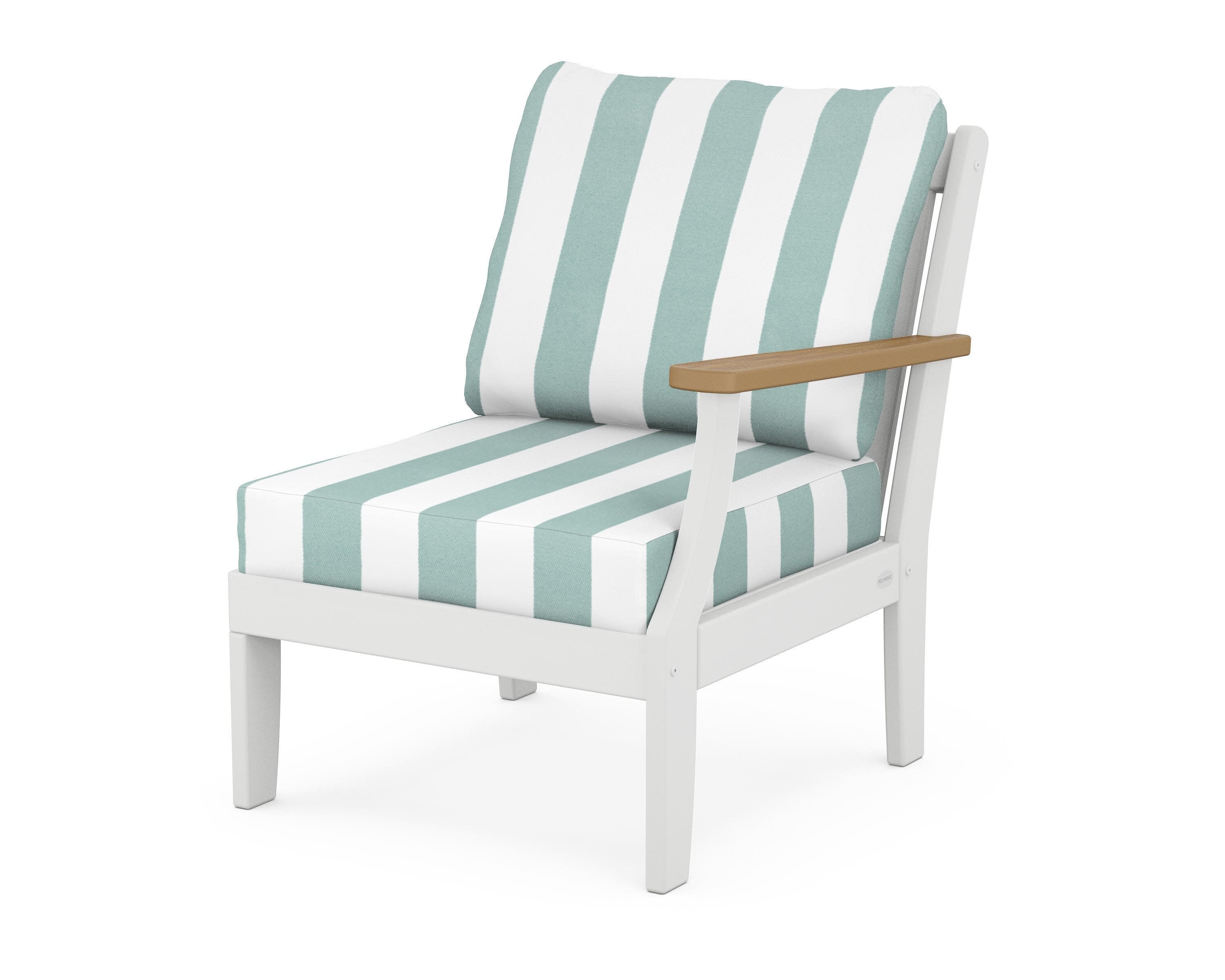 Braxton Modular Right Arm Chair in White / Natural / Cabana Stripe Glacier Spa