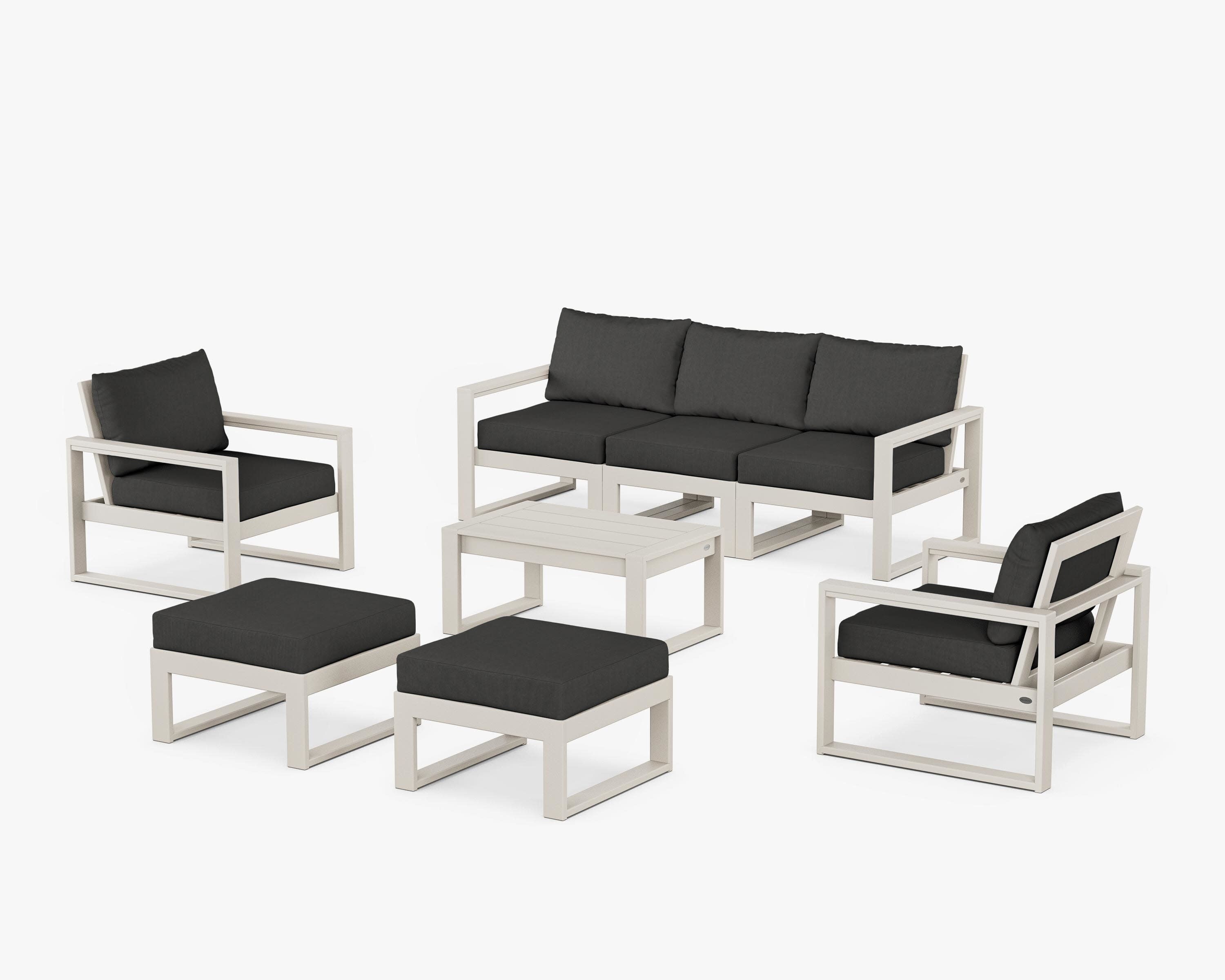 EDGE Sectional 8-Piece Lounge Sofa Set in Sand / Spectrum Carbon