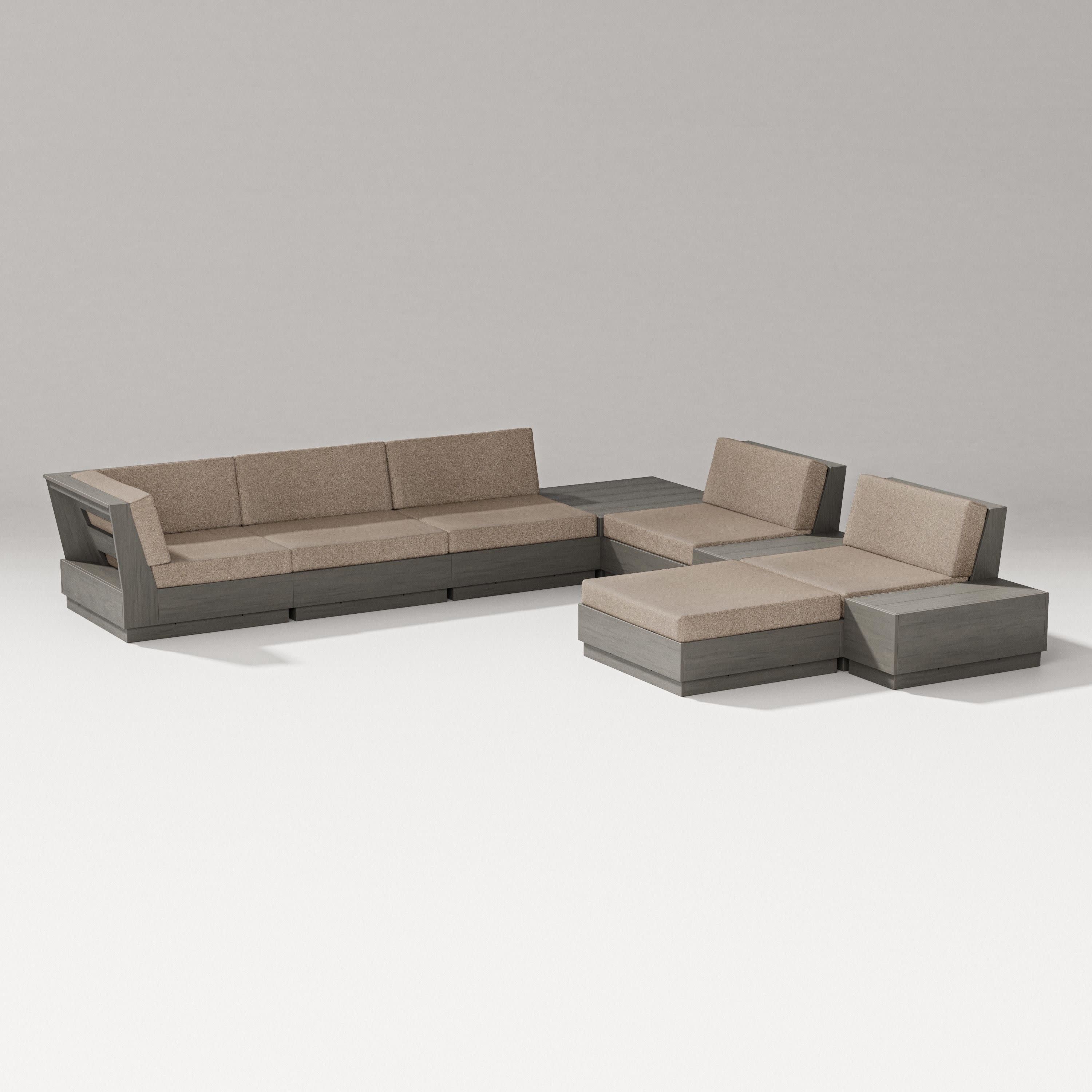 Elevate 9-Piece Conversation Sectional in Driftwood / Spiced Burlap