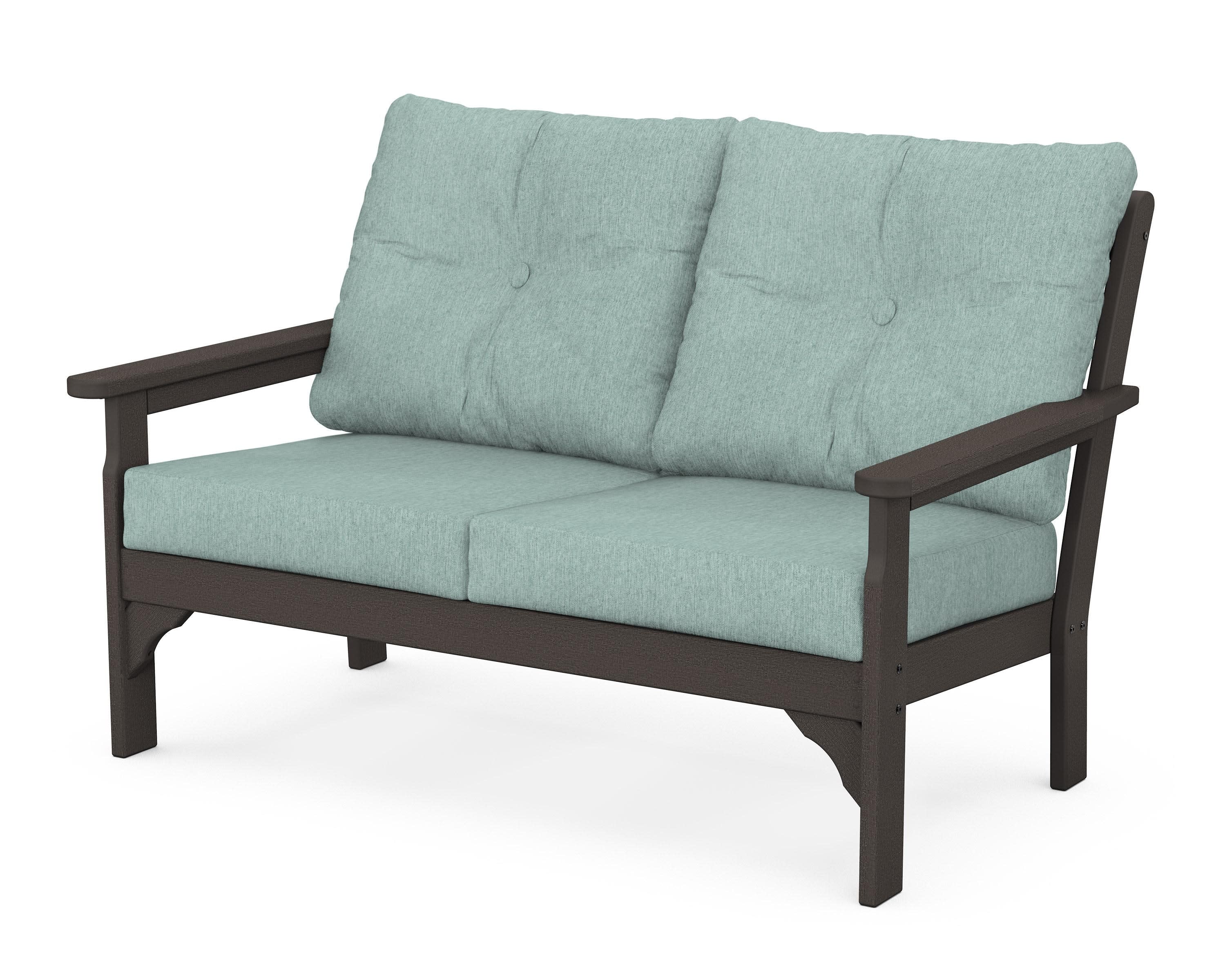 Vineyard Deep Seating Loveseat in Vintage Coffee / Glacier Spa