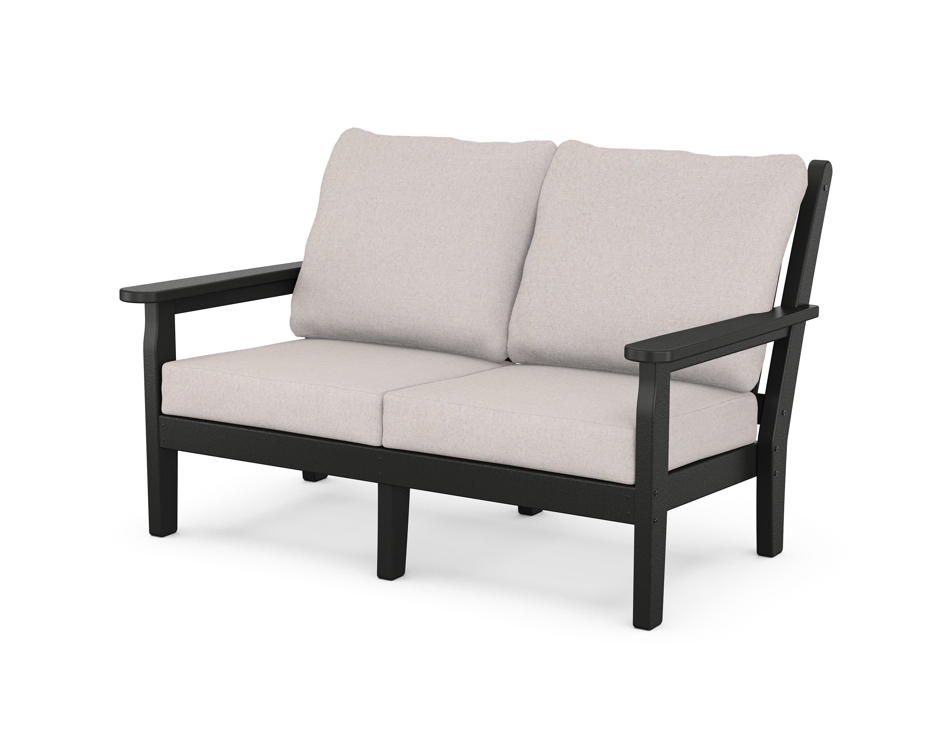 Chippendale Deep Seating Loveseat in Black / Dune Burlap